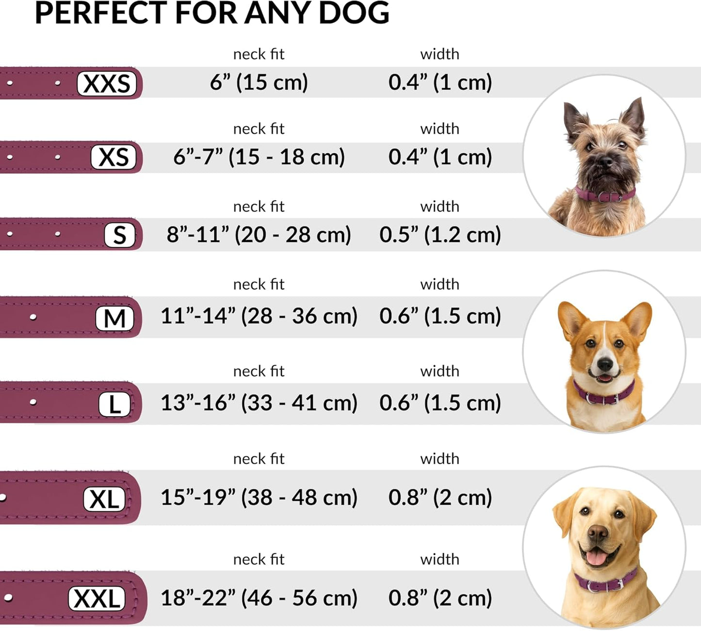 CollarDirect Rolled Leather Dog Collar, Soft Padded Round Puppy Collar, Handmade Genuine Leather Collar Dog Small Large Cat Collars 13 Colors (18-22 Inch, Pink Smooth)