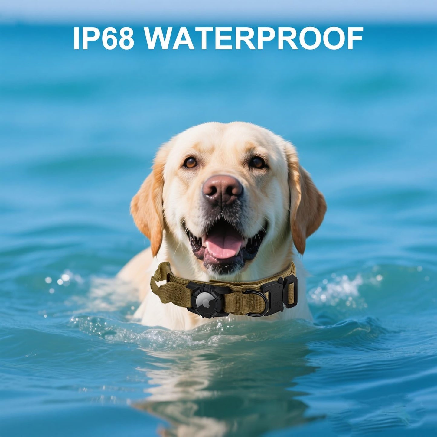 Tactical AirTag Dog Collar - Heavy Duty, Adjustable GPS Collar Compatible with Apple AirTag, with Holder & Control Handle for Medium/Large Dogs [ Brown, XL ]