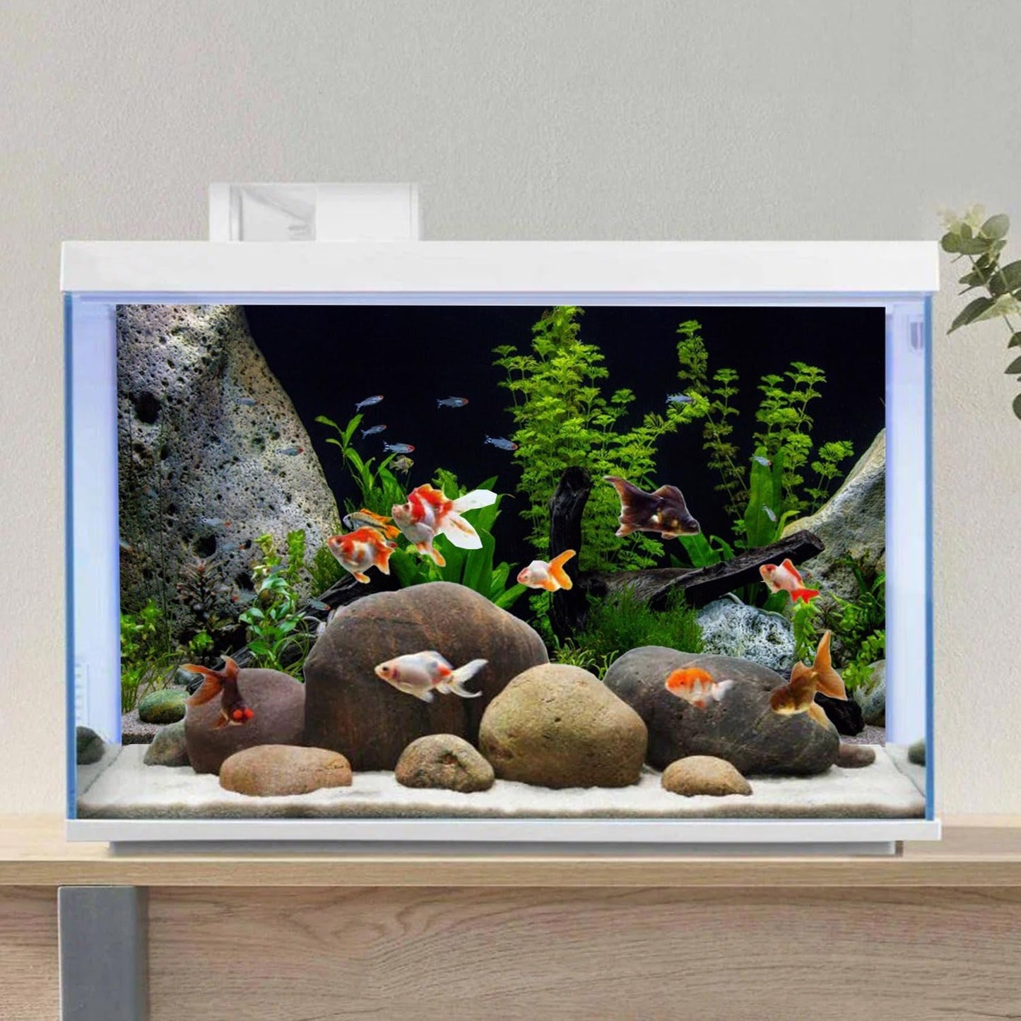 AWERT Vinyl Underwater Aquatic Plant Fish Tank Background Stone River Bed & Lake Aquarium Background 48x24 inches