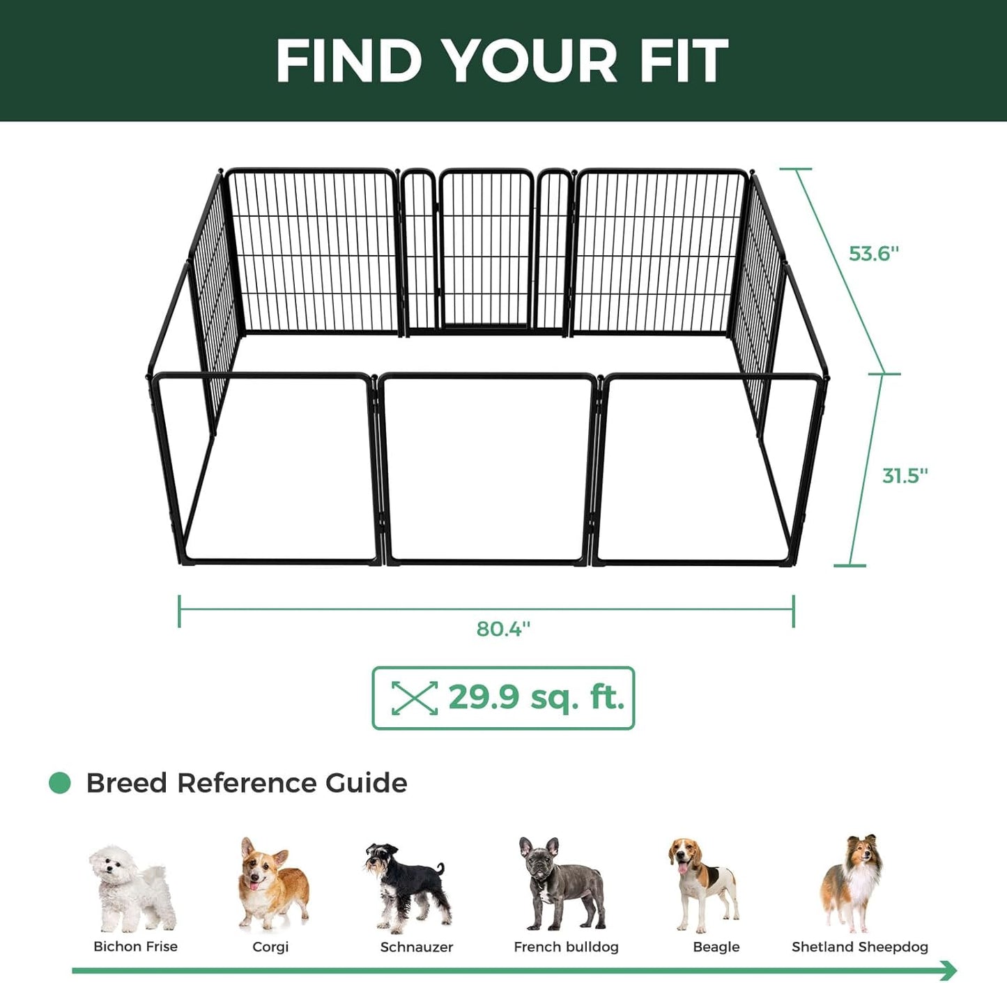 FXW Homeplus Unleashed Indoor Dog Playpen - Stress-Free and Safe Play, Heavy Duty 32 Inch 5 Acrylic Panels + 5 Wire Panels Dog Pen for Small and Medium Dogs, Black│Patented