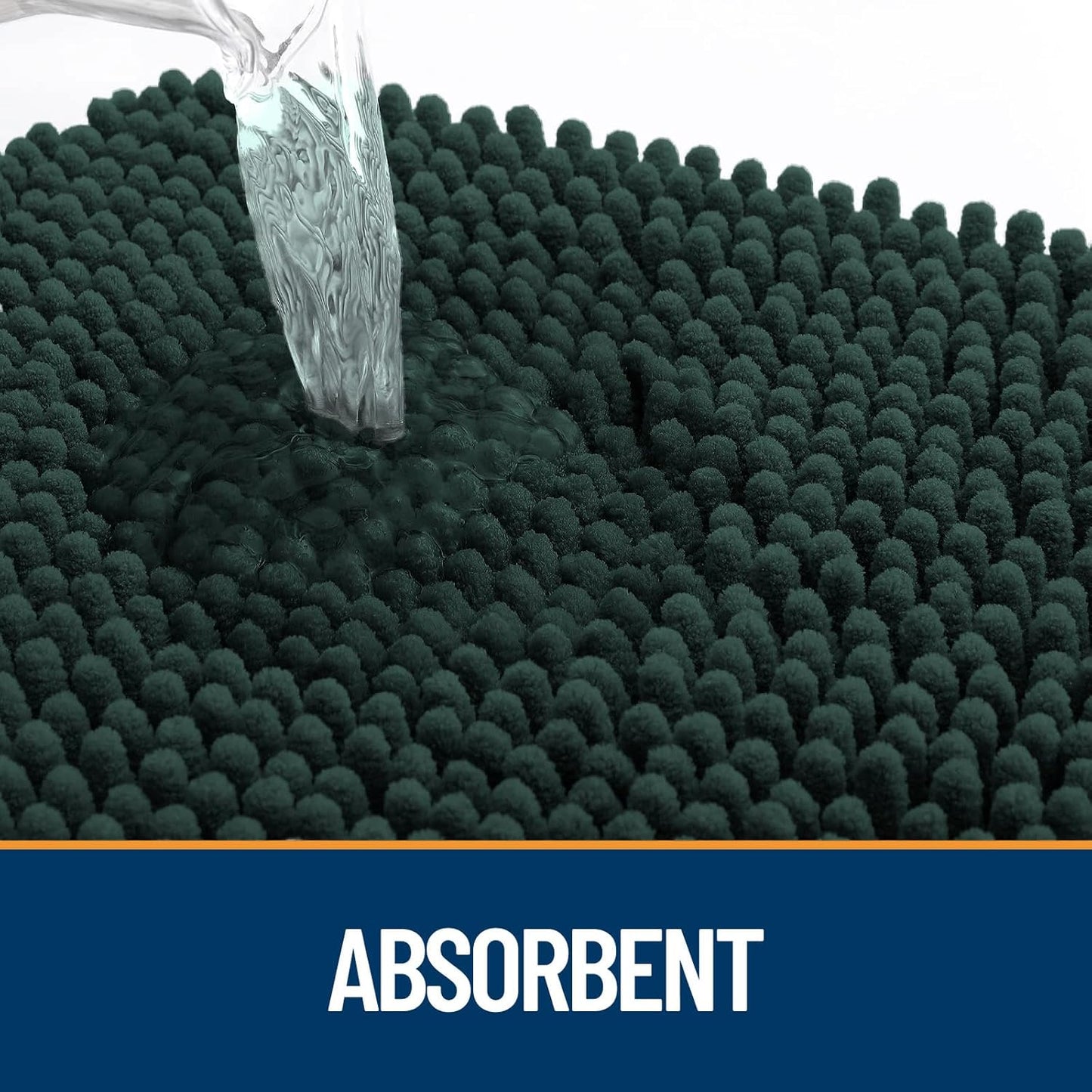 OLANLY Dog Door Mat for Muddy Paws 36x24, Absorbs Moisture and Dirt, Absorbent Non-Slip Washable Doormat, Quick Dry Chenille Mud Mat, Entry Indoor Entryway Carpet for Inside Floor, Blackish Green