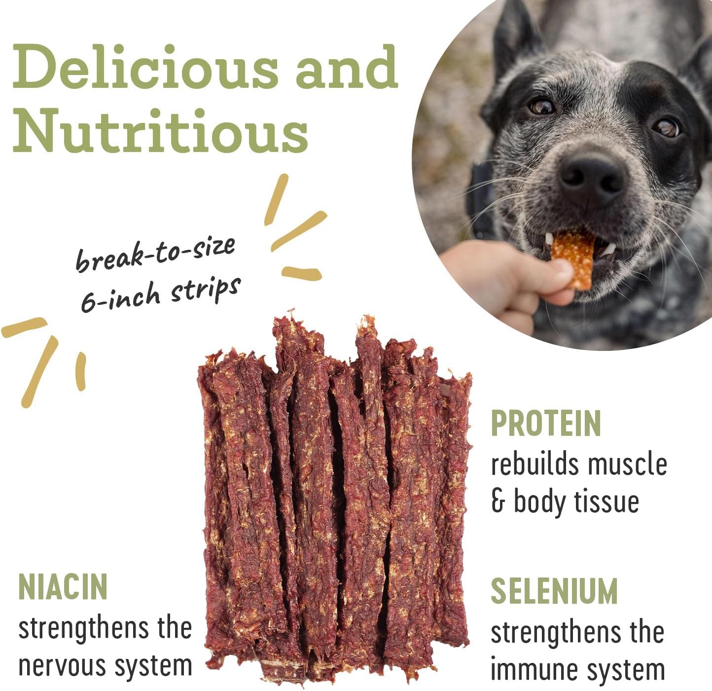Farm Hounds - Boars Strips - Premium Natural Boar Jerky for Dogs - 100% Humanely Raised Boar- Break-to-Size - Great for Training & Treats - No Added Fillers - Made in USA - 1 Pack