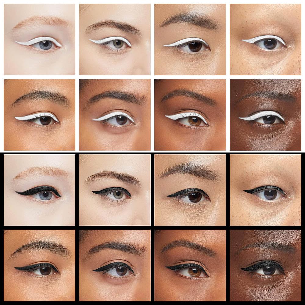 evpct 2Pcs Black White Gel Eyeliner Pencils Eye Black Face Paint Stick Lipstick Halloween Makeup Set Waterproof Smudge Proof Liquid Eyeliner Pen Crayon Smokey Eye delineador de ojos contra el agua