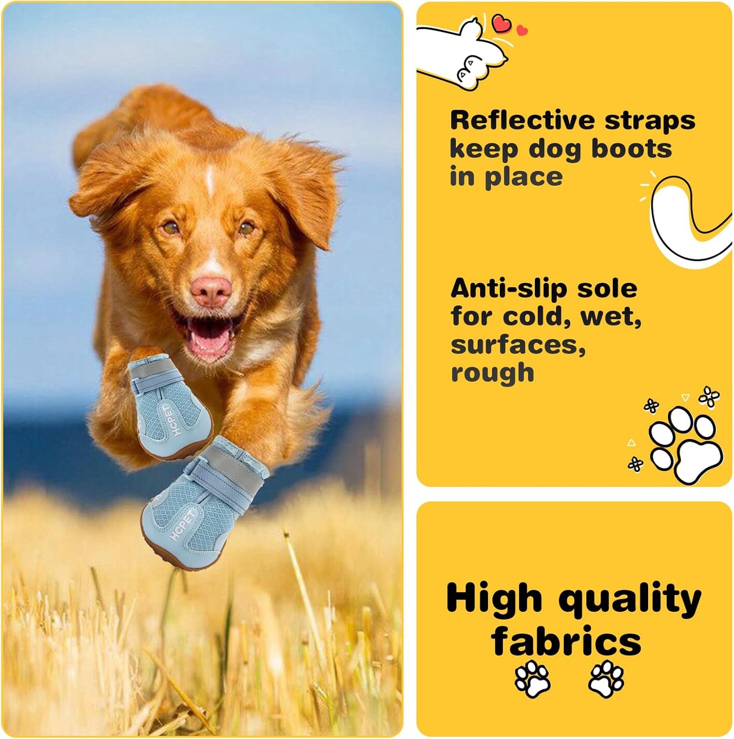 Hcpet Dog Shoes, Dog Boots for Small Dogs, Breathable Medium Dog Booties Paw Protector for Summer Hot Pavement, Winter Snowy Day, Outdoor Walking, Indoor Hardfloors Anti Slip Sole Blue Size 2