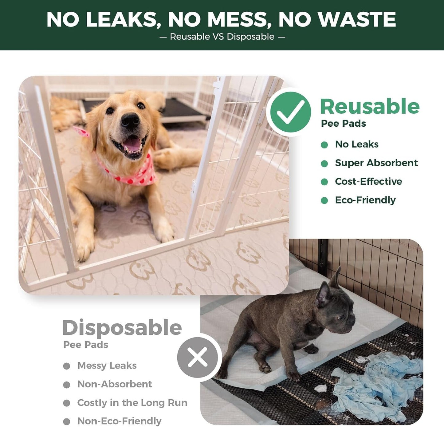 FXW Washable Pee Pads for Dogs, Puppy Pads with Super Absorbent, Specifically Designed for FXW Rollick/Homeplus 32/40/45inch 8 Panels Dog Playpen, 34" Octagon, Khaki, 2 Packs