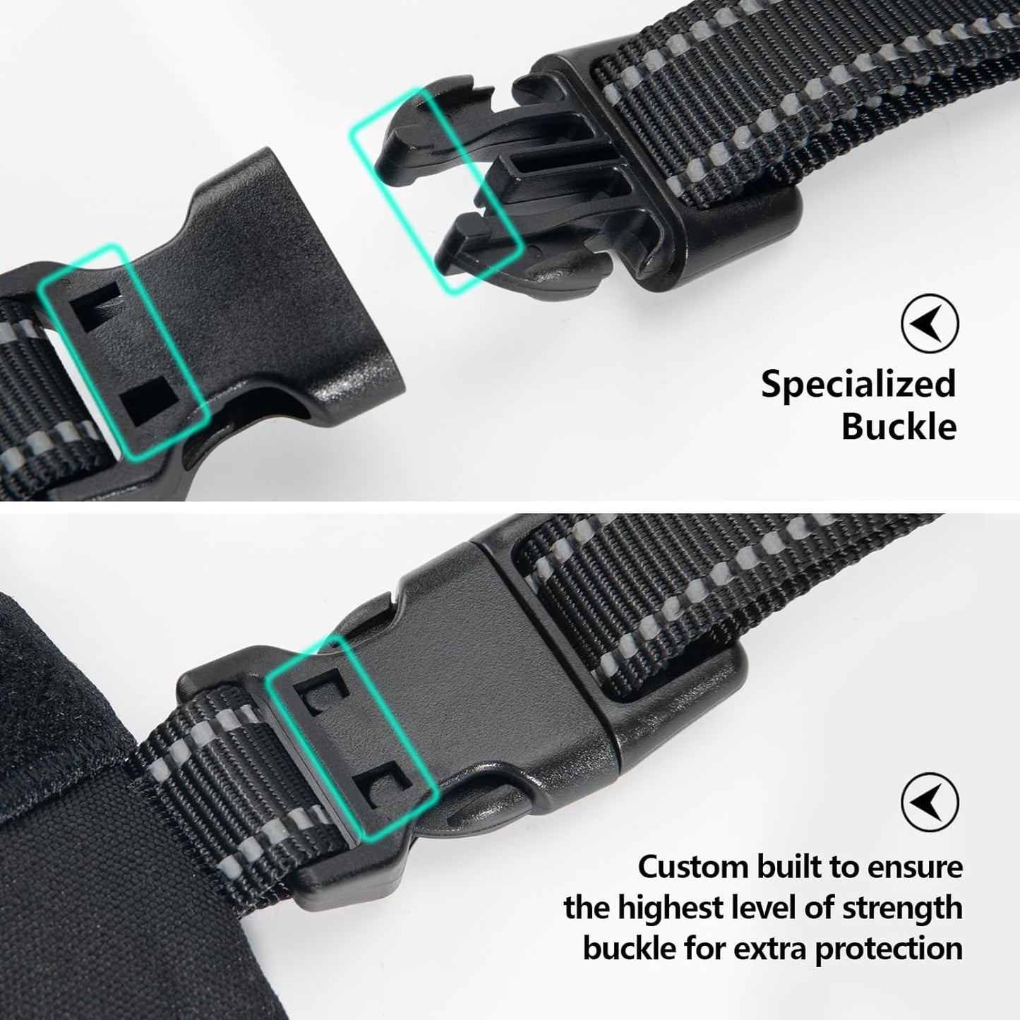 PHOEPET 2019 Upgraded No Pull Dog Harness, Reflective Adjustable Vest, with a Training Handle + 2 Metal Leash Hooks+ 3 Snap Buckles +4 Slide Buckles(L, Black)