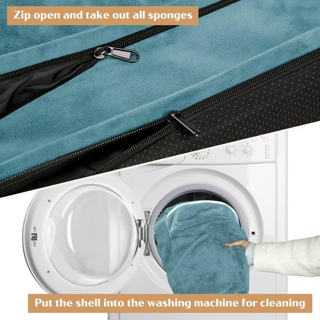 Comfort Expression Orthopedic Foam XL Dog Beds Waterproof, Extra Large Dog Bed with Bolster, Washable Pet Sofa Couch with Removable Cover & Non-Slip Bottom(X-Large,Washed Blue)