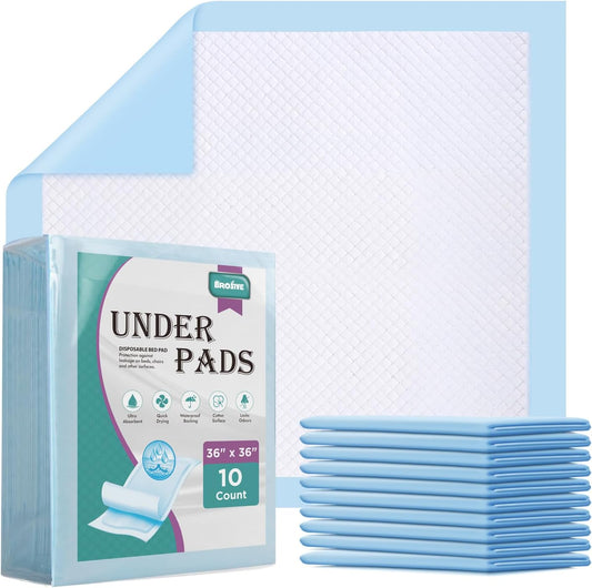 Extra Large Disposable Bed Pads for Incontinence 36" x 36" - 10 Count, Leak-Proof Chucks Pads for Adults, Kids and Pets, Absorbent Disposable Underpads, Incontinence Bed Pads Disposable for Beds