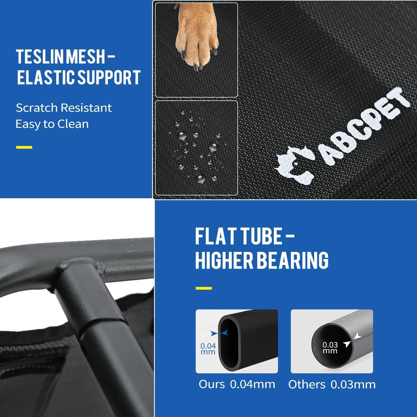 Cooling Elevated Dog Bed, Raised Outdoor Dog Bed Waterproof Pet Beds Cots Stable and Easy Assembly, Teslin Fabric with 1.2mm Thick Iron Frame, Breathable, Ultra-Sturdy，Black,32 * 25.2 * 7.1