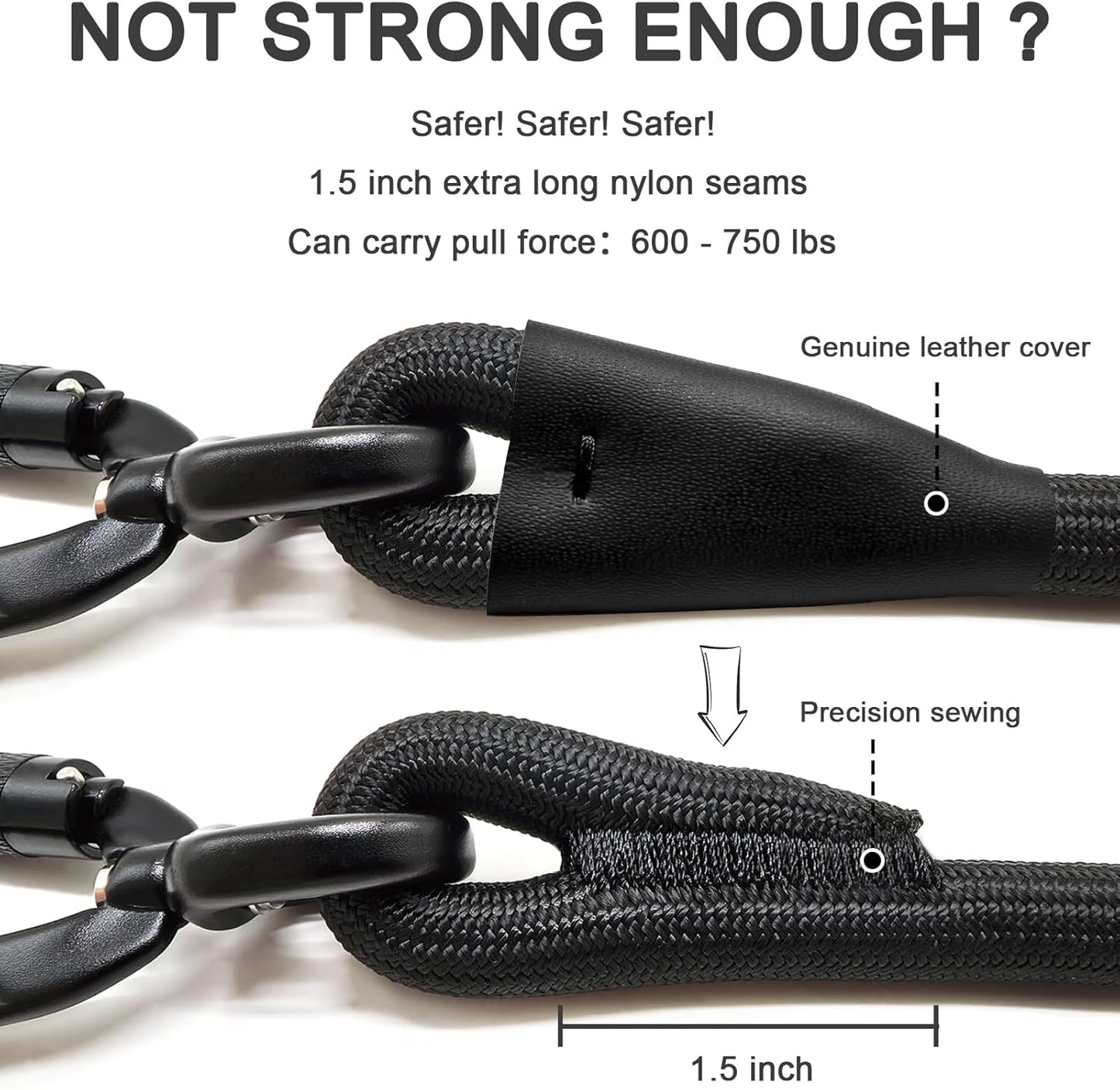 Rope Dog Leash with Two Handles, 6 Foot Heavy Duty Dog Leash with Aviation Aluminum Auto Locking Carabiner, Strong Nylon Pet Lead for Small, Medium, Large Dogs (Rose Red, 6FT-Two Handle)