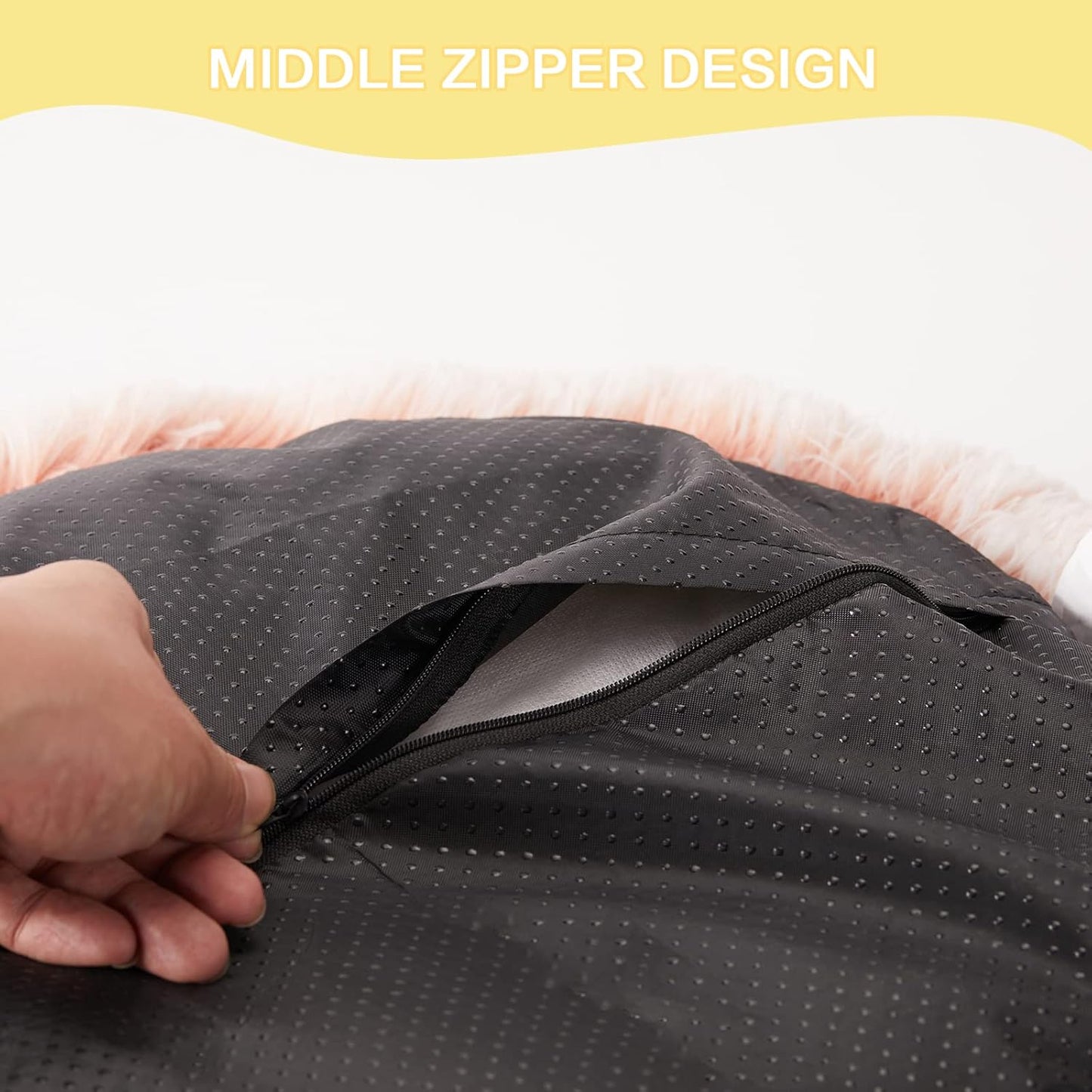 Bedfolks Calming Donut Dog Bed, 45-Inch Round Plush Anti-Anxiety Dog Bed, Washable with Non-Slip Bottom (Pink, Extra Large)