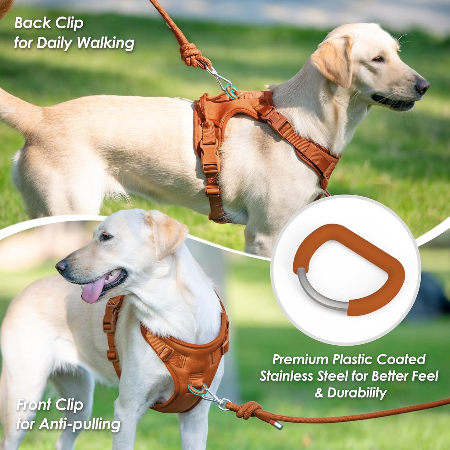 No Pull Dog Harness, Puppy Vest with Front Clip for Small Medium Large Sized Dog(Carmel Brown,M)