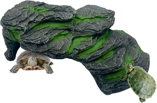 Resin Turtle Basking Platform,Turtles Rock Dock Climbing Ramp Cave Hideout Decor Reptile Terrariums Resting Terrace Stone Habitat Decoration for Small Lizards, Frogs, Snakes,Chameleon