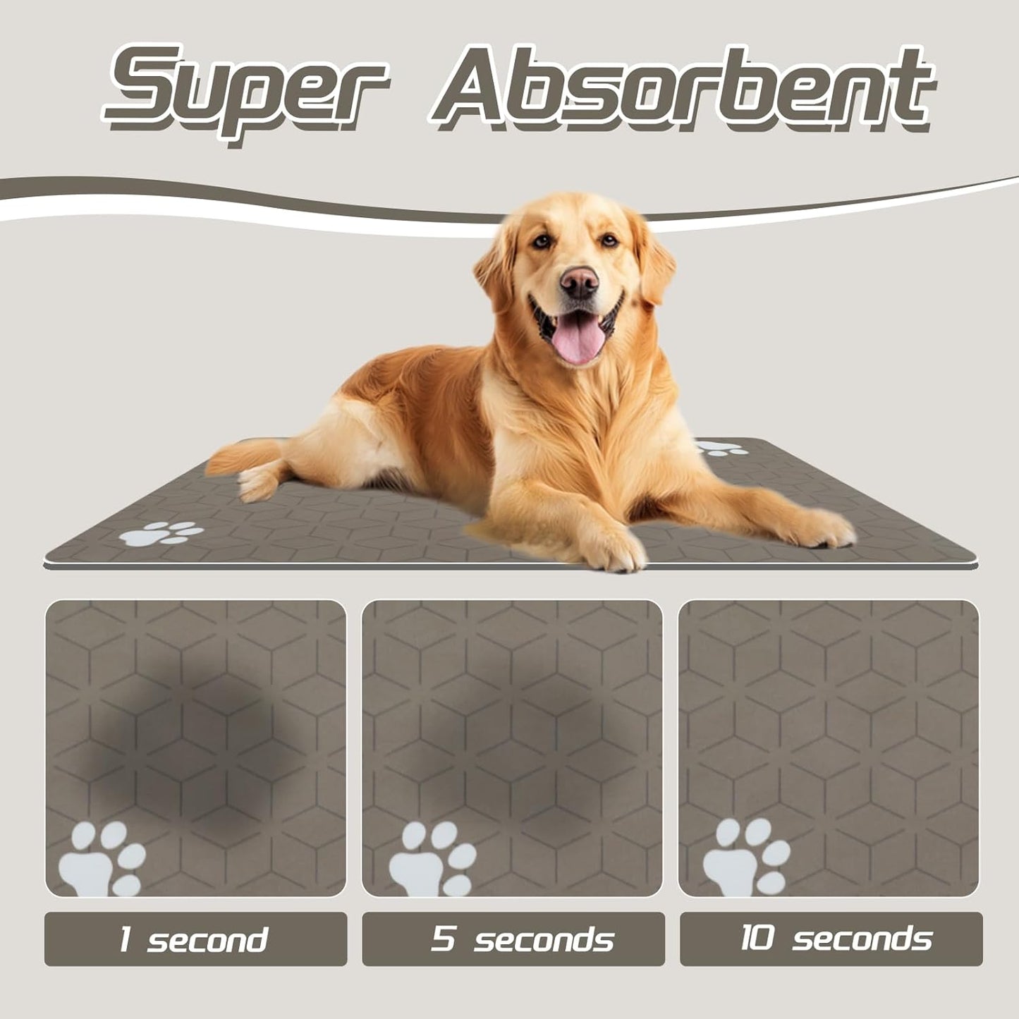 Le courant Pet Feeding Mat-Absorbent Pet Placemat for Feeding Bowl, with Waterproof Rubber Backing, Quick Dry Water Dispenser Mat for Dog and Cat,Brown.Dog Paw-15.7x23.6 in