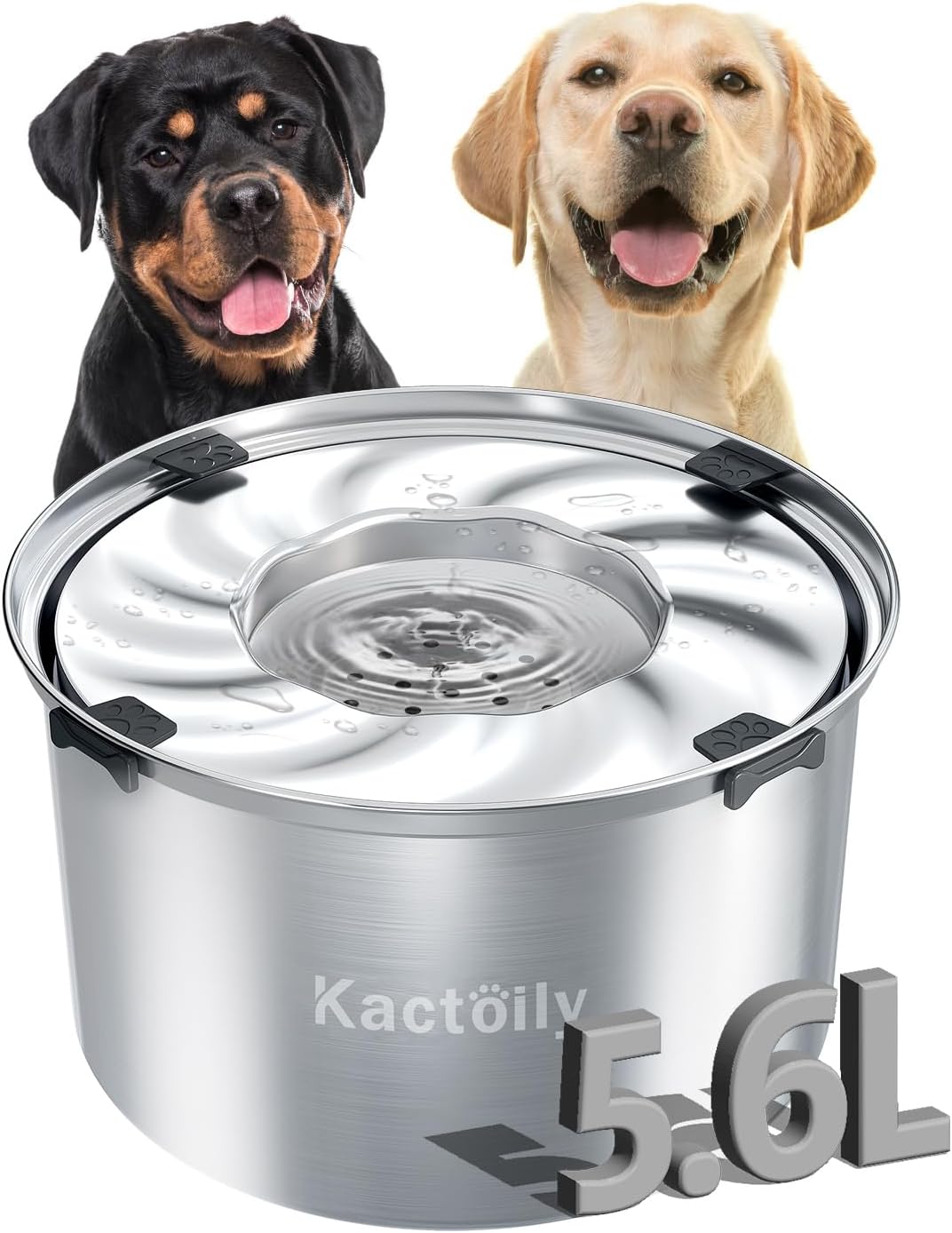 1.5 Gal Dog Water Bowl No Spill, 5.6L Slow Water Bowl for Large Dogs, Slow Drinking Dog Water Bowl Dispenser, Stainless Steel Dog Bowls for Messy Drinkers