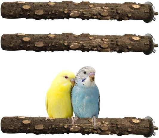 PINVNBY 3Pcs Bird Perches for Cage, Nature Wood Prickly Parrot Stand Toy Paw Grinding Stick for Small Medium Birds Parrot Parakeet Cockatiel Conure Cage Accessory