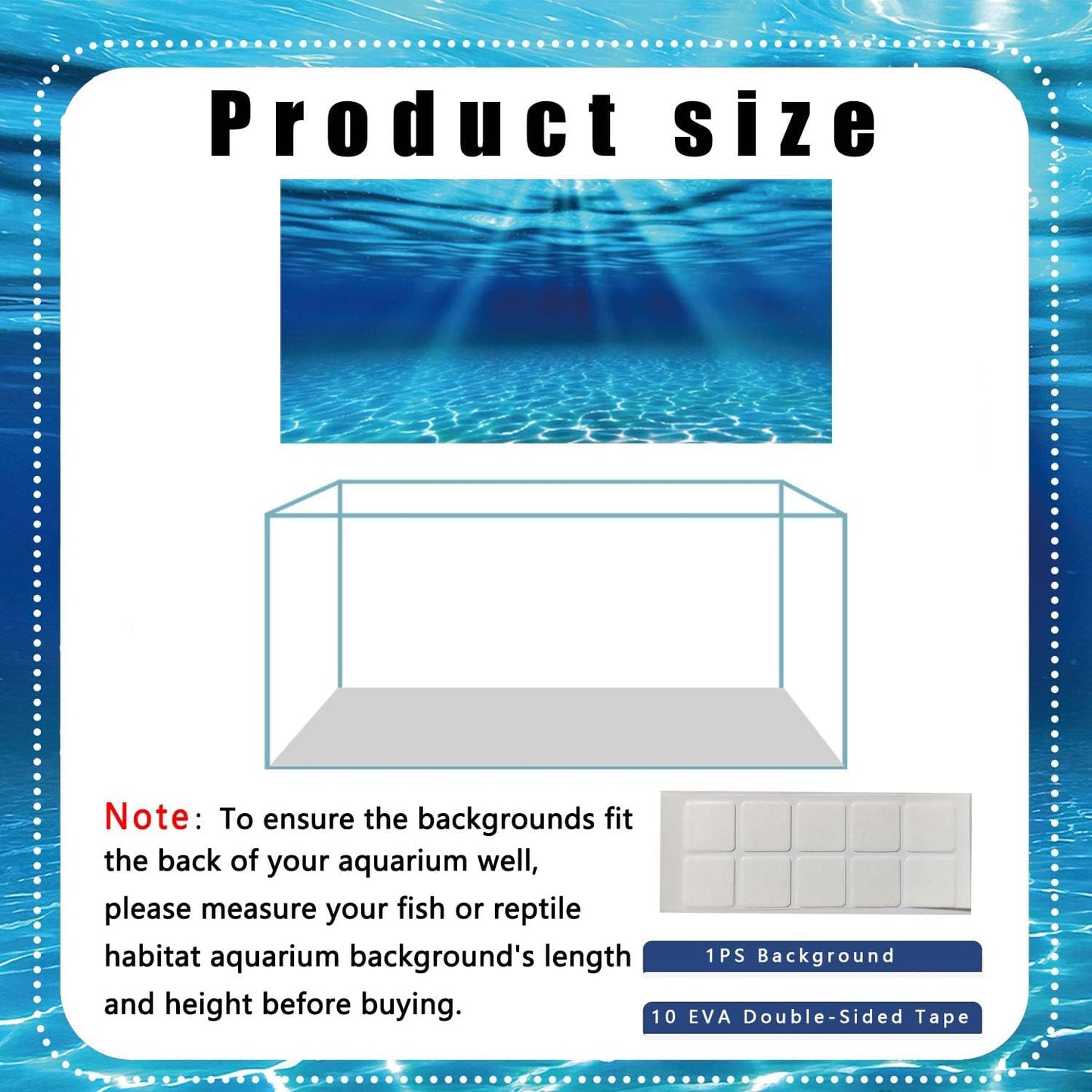 Natural Undersea Aquarium Background, Underwater Ocean Sunlight Fish Tank Background 24X16IN with 8 EVA Double-Sided Tape