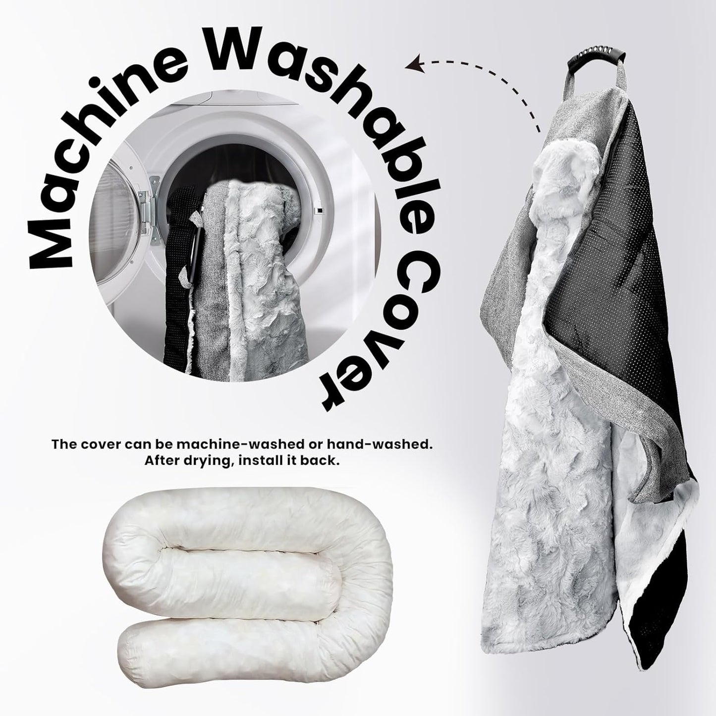 Calming Dog Couch Bed for Large Dogs, 41 x 37 inch Waterproof Removable Pet Mat Couch Cover for Furniture Protector, Non-Slip Fluffy Pelsbarn Dog Bed for Couch, Sofa, Outdoor - Tie-Dye Grey