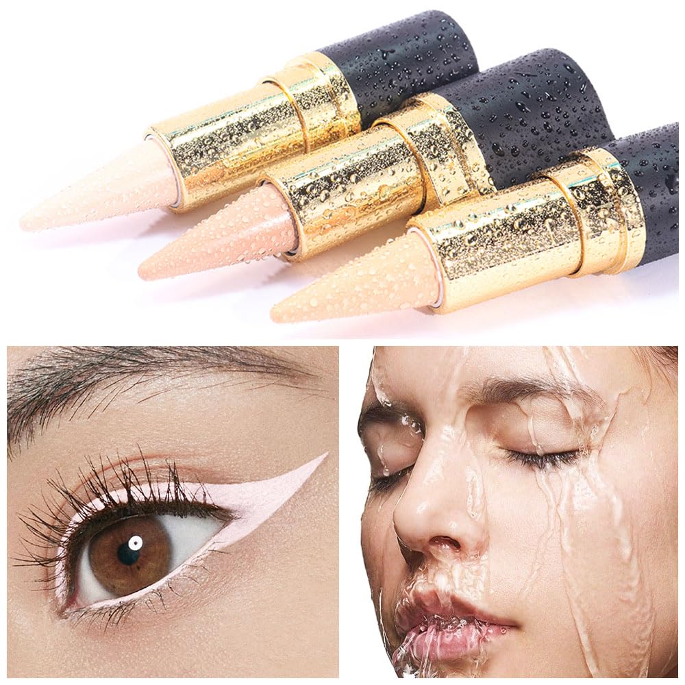 evpct Pastel Pink Long Wear Gel Eyeliner Pencils for Women, Pink White Eye Liner Pencil Pen Makeup Glide Smooth, Eye Liner Waterproof Smudge Proof, Cream Eyeliner Lipstick Set, delineador de ojos