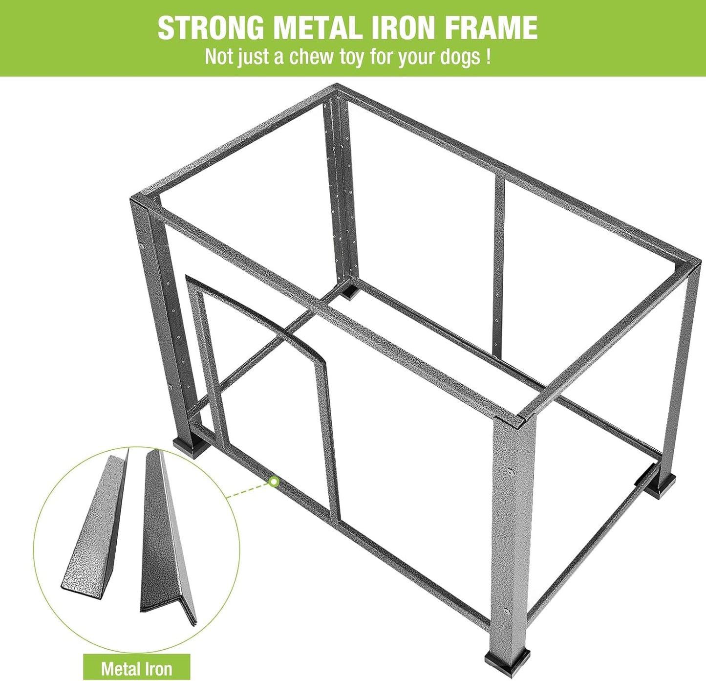 GUTINNEEN Chew Proof Dog House with Metal Iron Frame Outdoor Dog Kennel for Small Medium Large Indoor Dog Cage (43.3" L,Brown Color)