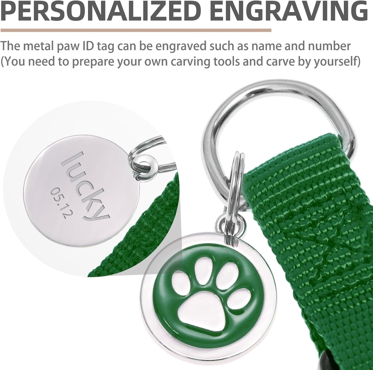 PUPTECK No Pull Dog Harness Soft Adjustable Basic Nylon Step in Puppy Vest Outdoor Walking with ID Tag, Blackish Green, M