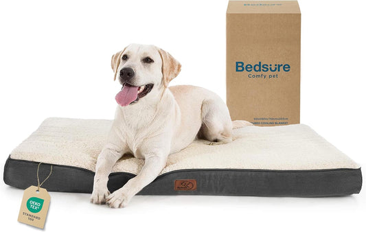 Bedsure Dog Beds Large Sized Dog - Orthopedic Flat Pet Beds with Removable Washable Cover, Egg Crate Foam Puppy Mat, Suitable for Pet Up to 65 lbs