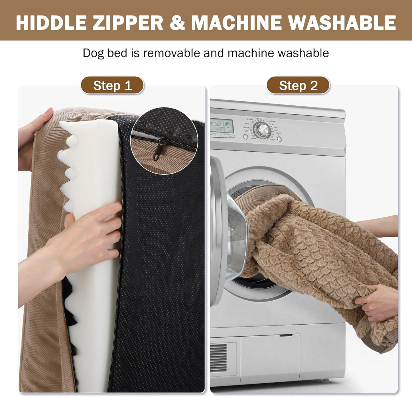 INVENHO Orthopedic Extra Large Dog Bed, XXL Waterproof Dog Sofa, Egg-Crate Foam Couch with Washable Removable Cover, Waterproof Lining and Nonskid Bottom