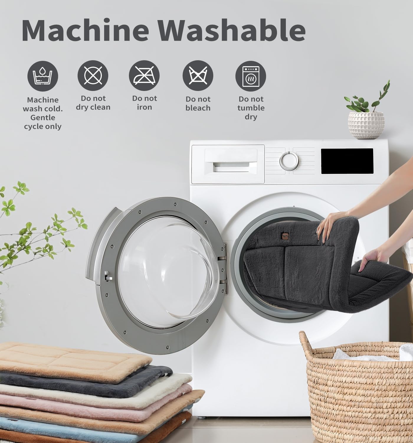 Made4Pets Dog Crate Pad Bed for Large Dogs, Washable & Reversible, Anti-Slip Kennel Mat for Cozy Sleeping, Soft Fluffy Dog Bed for Indoor & Outdoor Use, 41"x29", Dark Gray