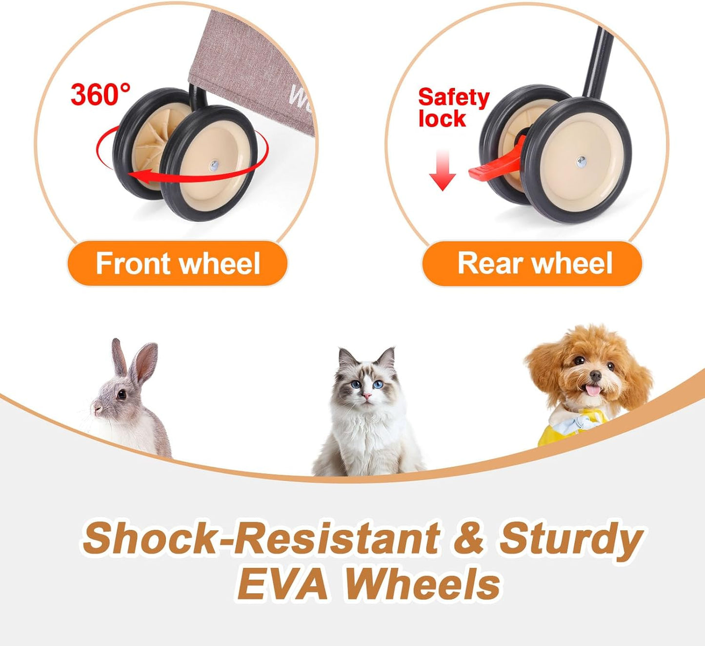 Umbrella Dog Stroller, 4 Wheels Pet Strolling, Foldable Carrier Pet Stroller for Small Dogs Cats, with Carrying Strap and Cup Holder, Dog Poop Bags & Dispenser, Up to 33 lbs, Coffee