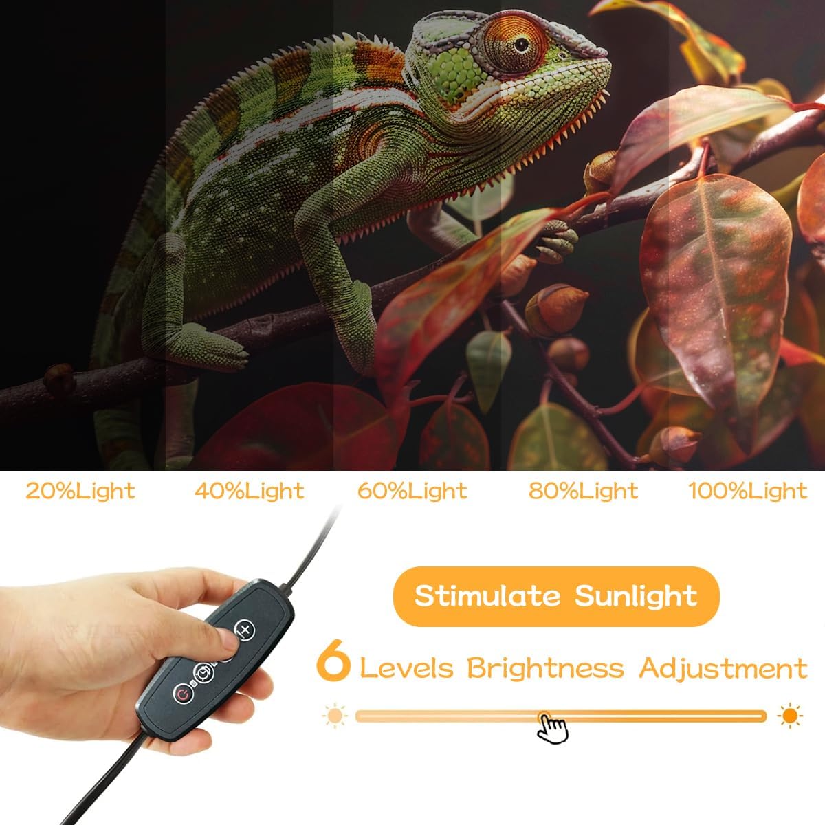 11-Inch 15W LED UVB Light for Reptiles with Dimming & Timer, Adjustable 10.0-20.0 UVB UVA Lamp for Bearded Dragons, Turtles, Snakes – Full Spectrum UVI Lighting Fixture for Desert & Tropical Habitats