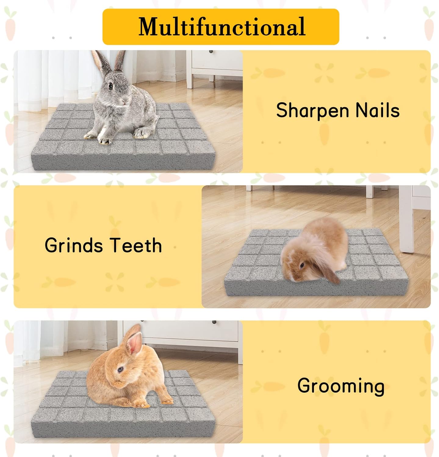 BNOSDM Rabbit Grinding Claw Pads Natural Hamster Lava Stone Teeth Grinding Scratching Pad Chew Toy for Small Animals