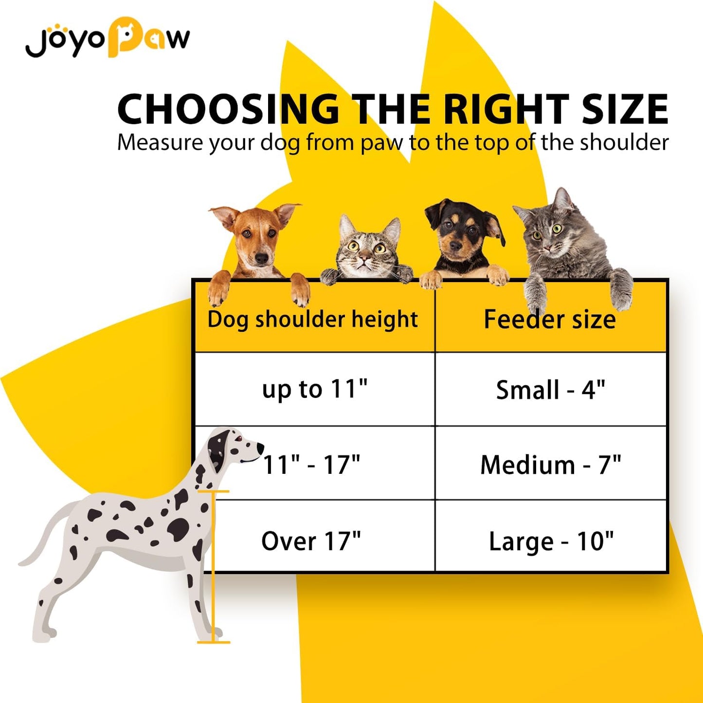 Elevated Dog Bowls, Bamboo Raised Dog Bowl for Large Dogs & Medium Dogs, with 2 Stainless Steel Bowls (10'' Tall–48 oz Bowl)