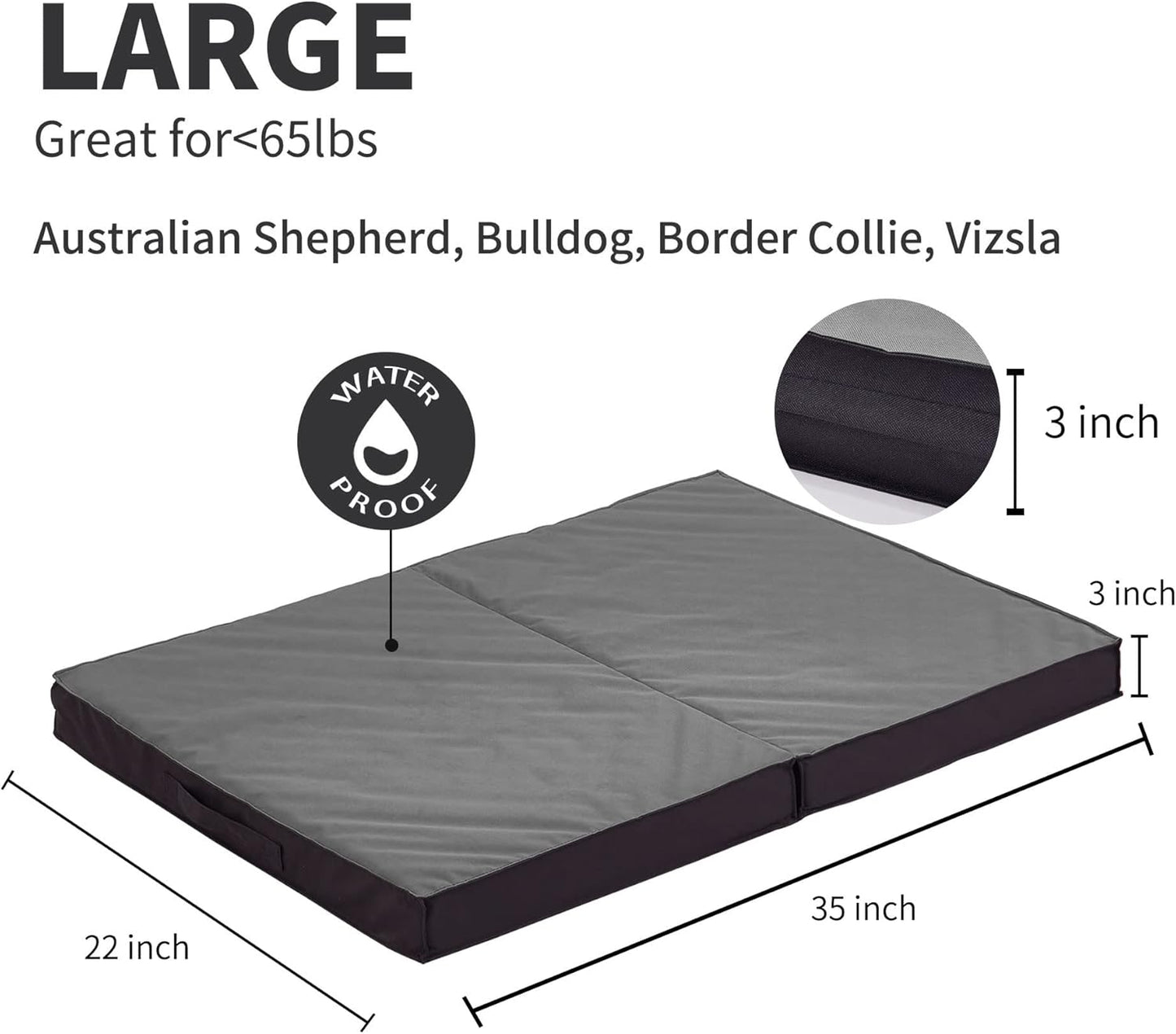 Outdoor Beds for Large Dogs, Waterproof with Washable Cover, Foldable Cooling & Orthopedic: 35in All Weather