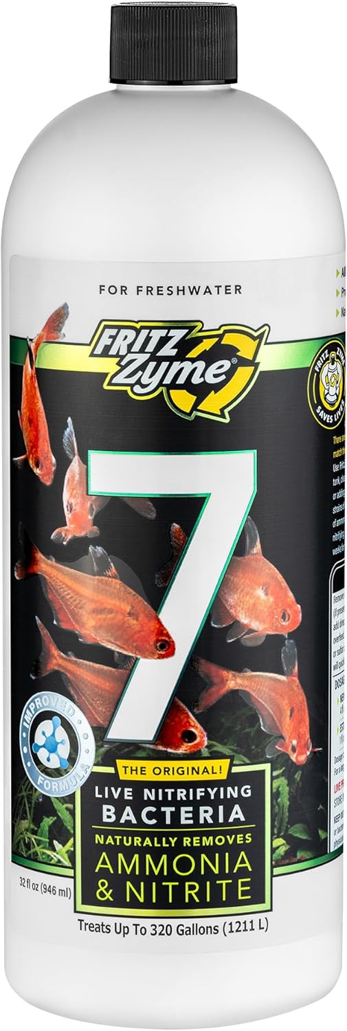 Fritz Aquatics FritzZyme 7 Live Nitrifying Bacteria Naturally Removes Amonia & Nitrite for Freshwater Fish (32-Ounce)