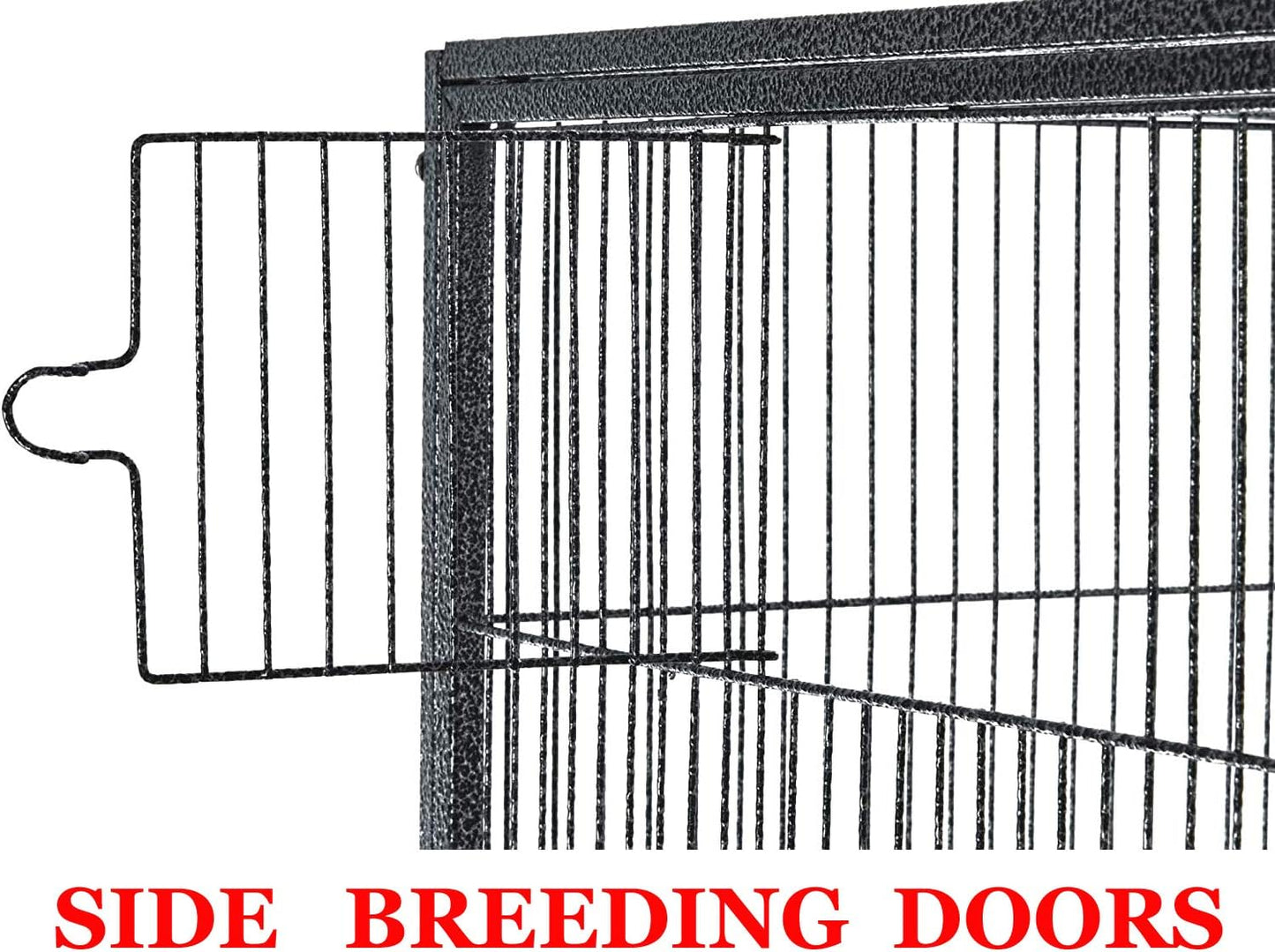 54" Large Double Breeding Flight Bird Wrought Iron Double Parrot Bird Cage Slide Out Center Divider Side Nesting Doors Cockatiel Conure Removalbe Rolling Stand