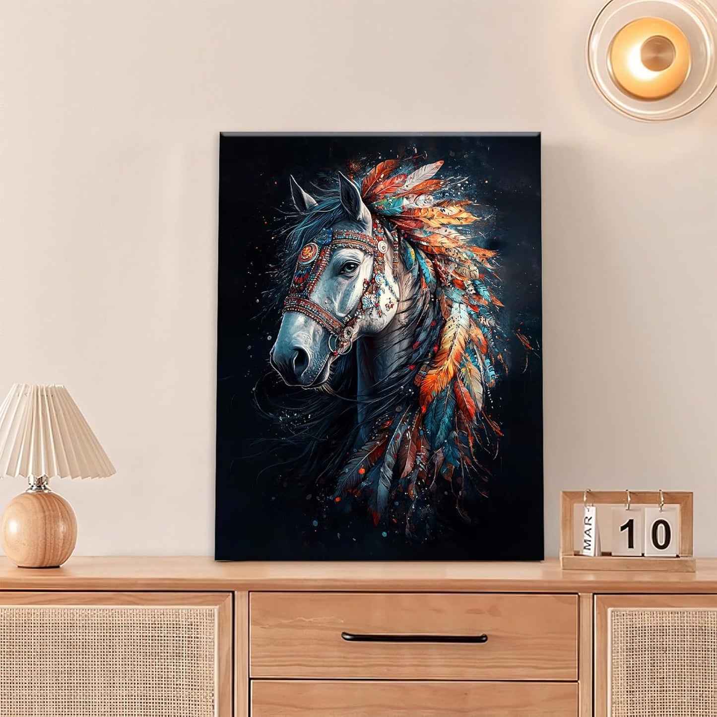 Horse Pictures Wall Art, Horse Animal Bathroom Wall Decor, Aesthetics Modern Framed Painting Elegant Canvas Artwork for Bathroom Bedroom Living Room Decorations 20"L x 16"W