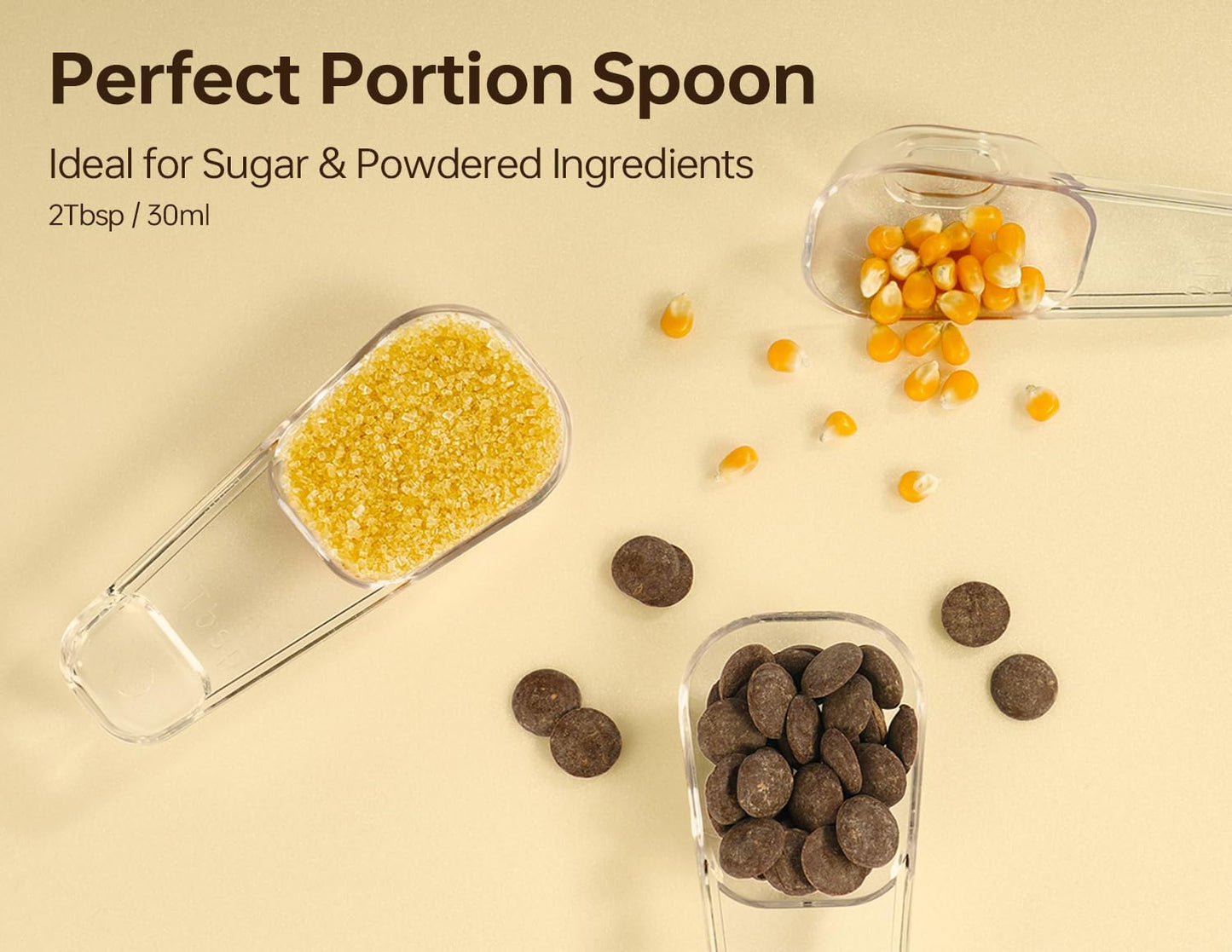 Felli Flip Tite Storage Container with Built-In Spoon & Airtight Lid 5” Large-M Ring Flip Top, Stackable Acrylic Canister for Rice Sugar Flour Protein Powder, Kitchen Pantry Organizer (1.8qt)