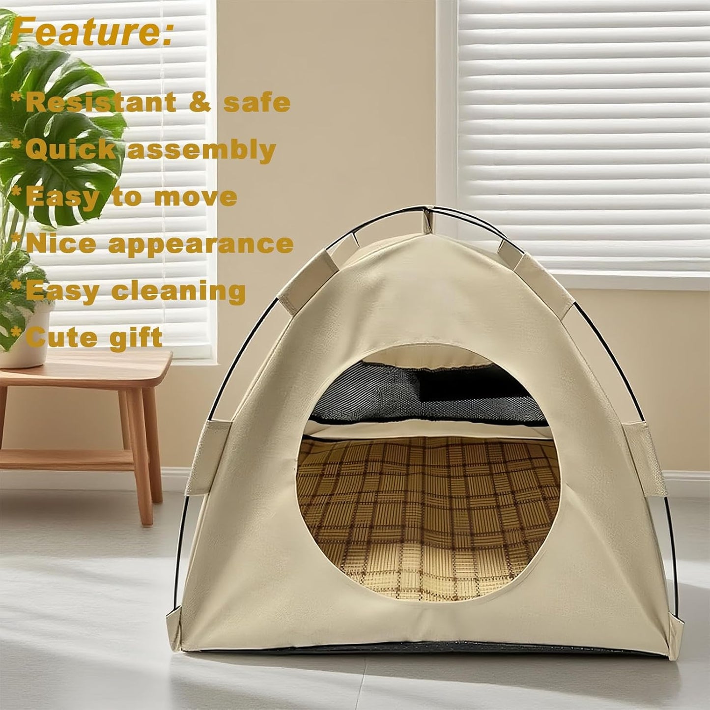 BreezyDen Pop-Up Pet Tent – Portable Hideaway for Cats & Small Dogs, Portable Indoor/Outdoor Pet Tent House with Mesh Window, Waterproof, Breathable, Scratch-Resistant, Fully Washable (Gray,L)