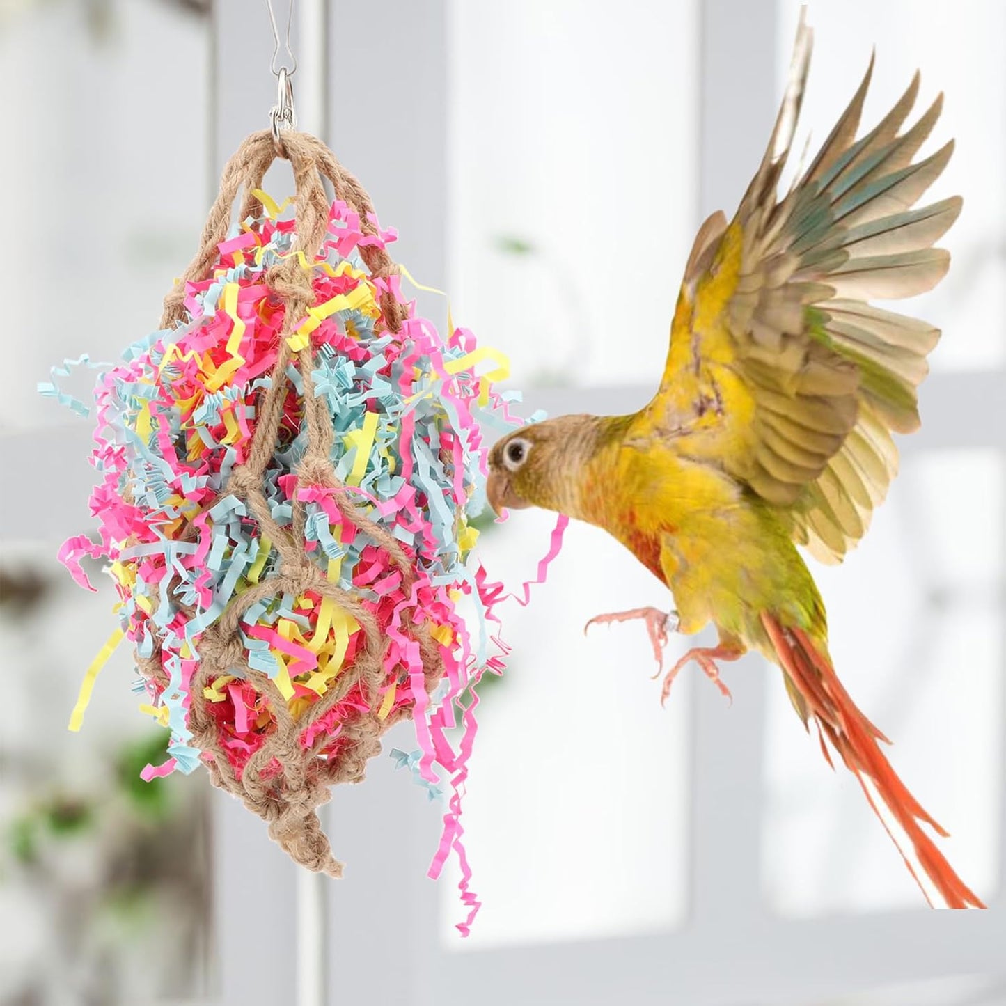 Hypeety Bird Chew Toy Bird Toy Foraging Shredding Climbing Hanging Toy for Parrot Parakeet Cockatiel Conure Cockatoo African Grey Cage Supply Accessories