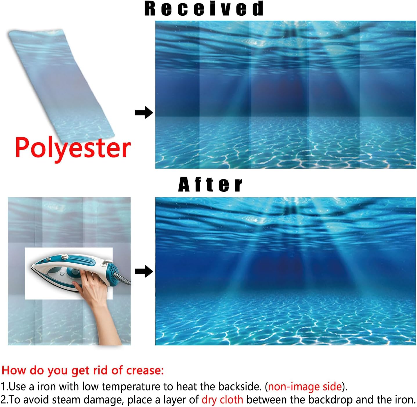 Natural Undersea Aquarium Background, Underwater Ocean Sunlight Fish Tank Background 72X24IN with 8 EVA Double-Sided Tape