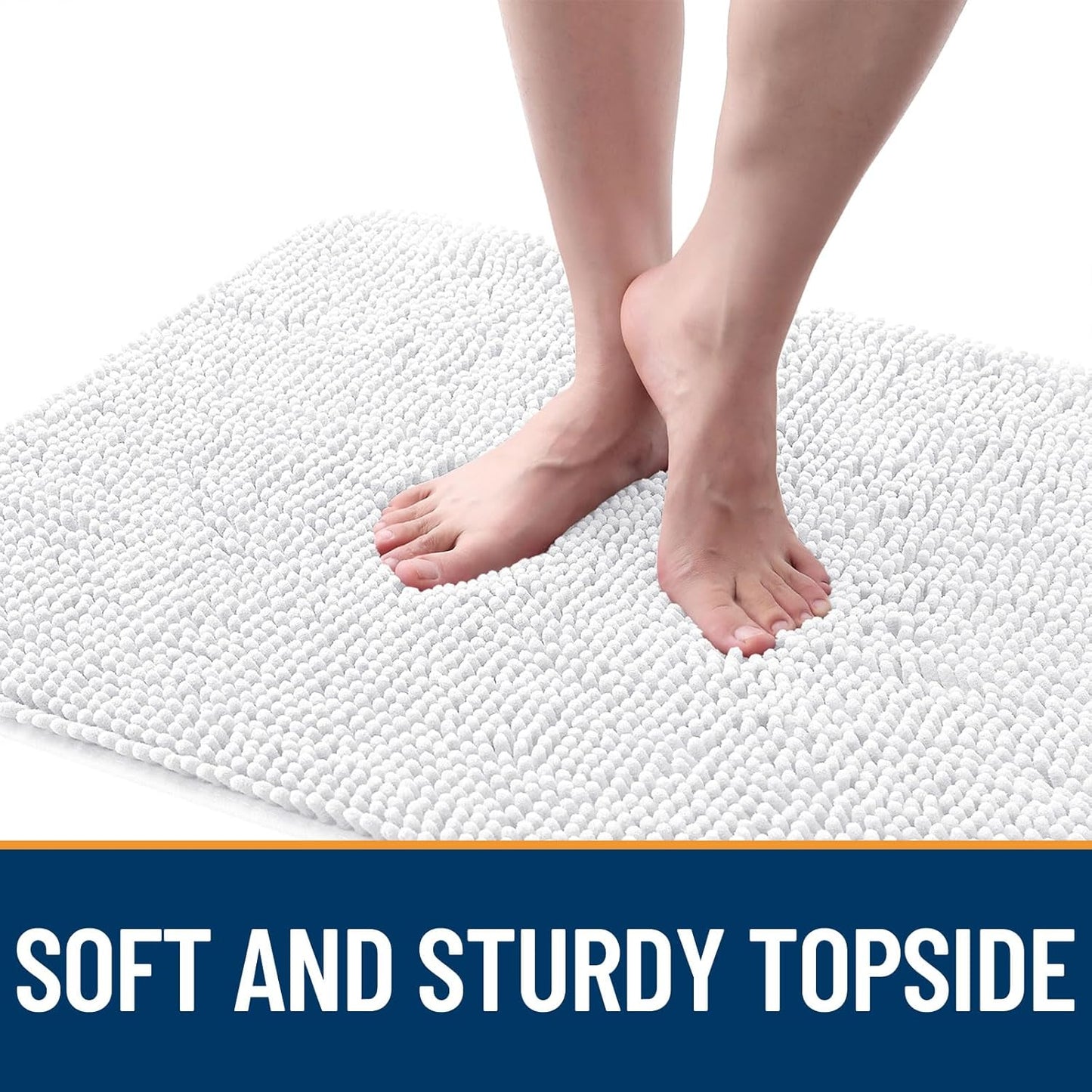 OLANLY Dog Door Mat for Muddy Paws 48x30, Absorbs Moisture and Dirt, Absorbent Non-Slip Washable Doormat, Quick Dry Chenille Mud Mat for Dogs, Entry Indoor Entryway Carpet for Inside Floor, White