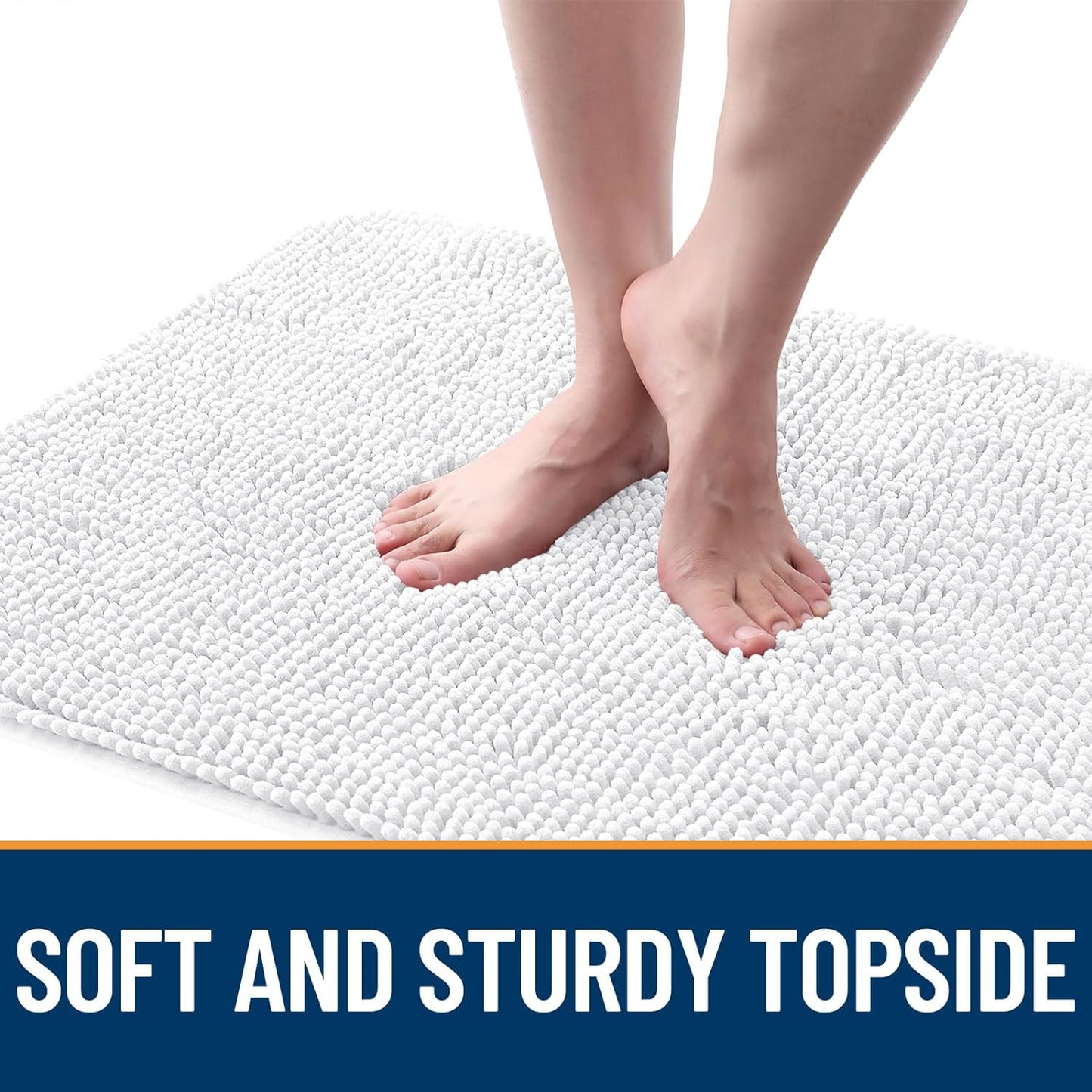 OLANLY Dog Door Mat for Muddy Paws 47x24, Absorbs Moisture and Dirt, Absorbent Non-Slip Washable Doormat, Quick Dry Chenille Mud Mat for Dogs, Entry Indoor Entryway Carpet for Inside Floor, White