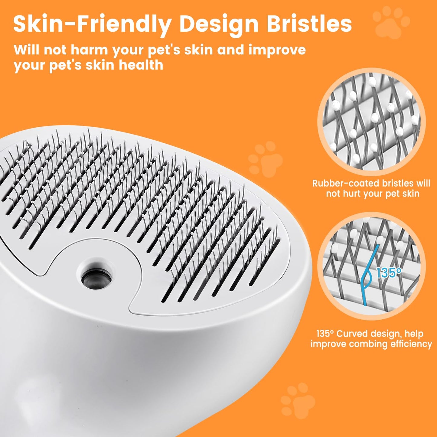 3 in 1 Cat Steam Brush for Cats & Dogs, Pet Spray Hair Removal Comb for Shedding & Grooming, Rechargeable Water Brush for Long & Short Haired Pets with Release Button(White)