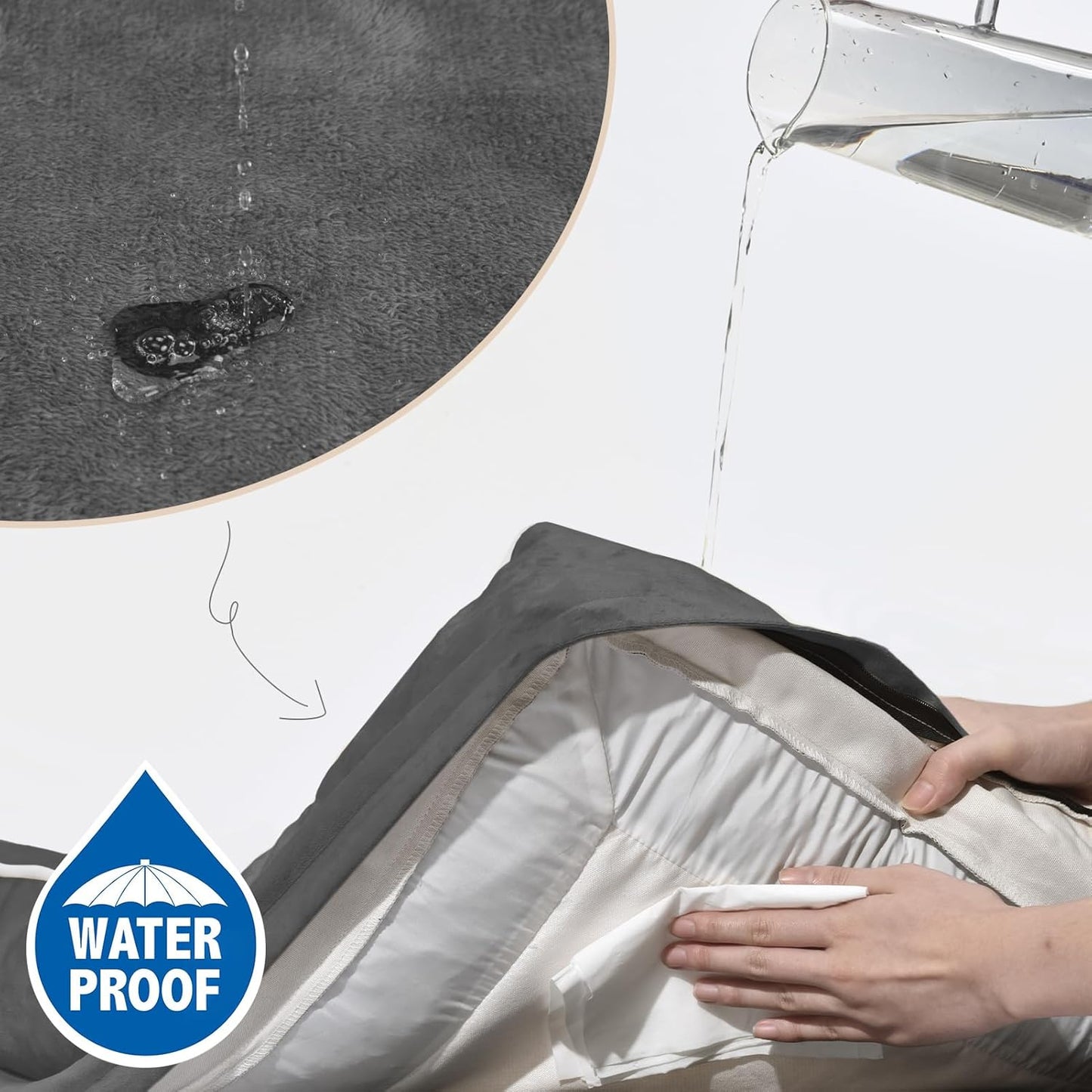 Comfort Expression Dog Beds for Extra Large Dogs, Waterproof Orthopedic Dog Bed Jumbo Breed, PV Washable Dogs Sofa with Removable Cover & Non-Slip Bottom(Dark Grey)