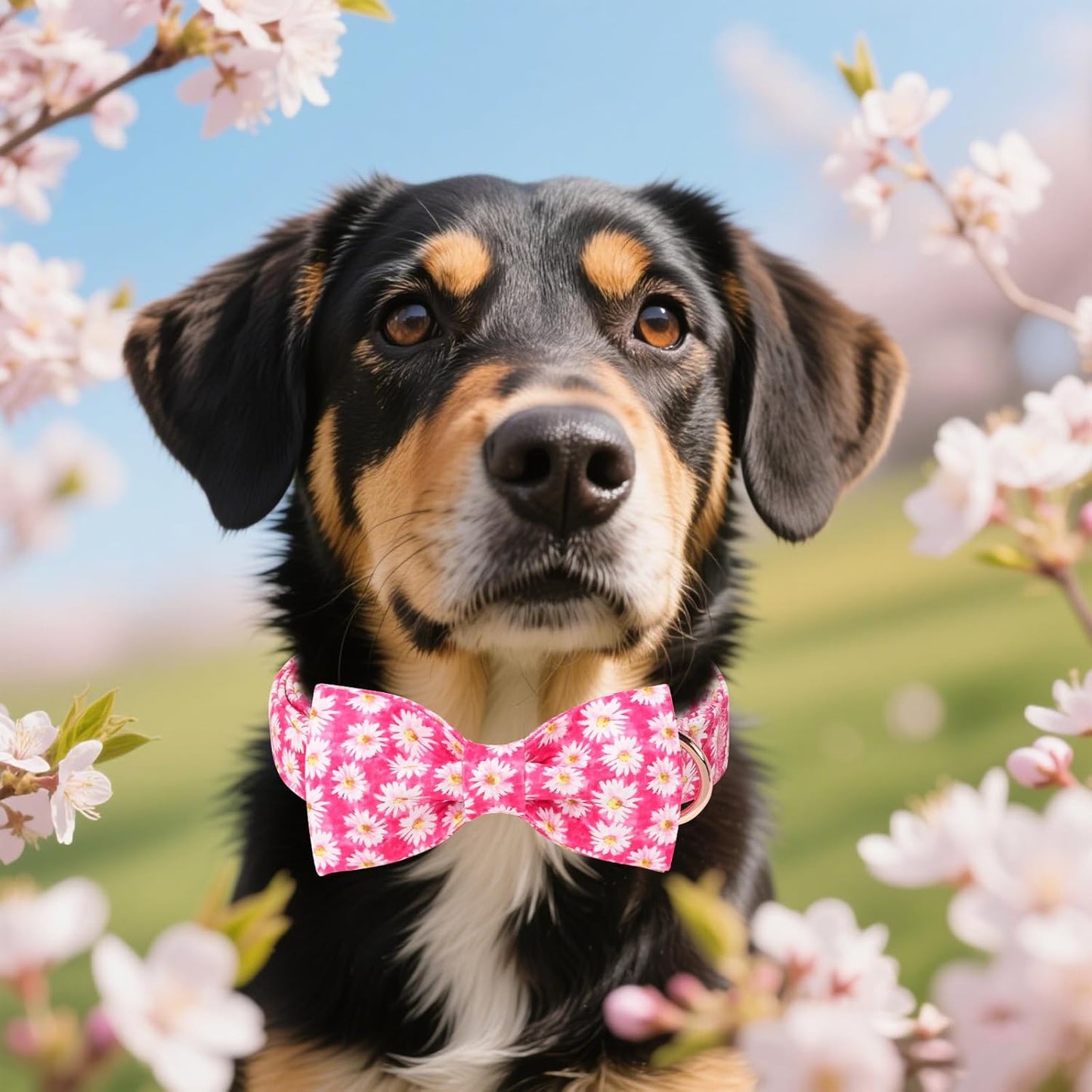 Unique style paws Cartoon Dog Collar with Bow Spring Summer Collar with Flower Rose Daisy for Small Medium Large Boys Girls Dogs