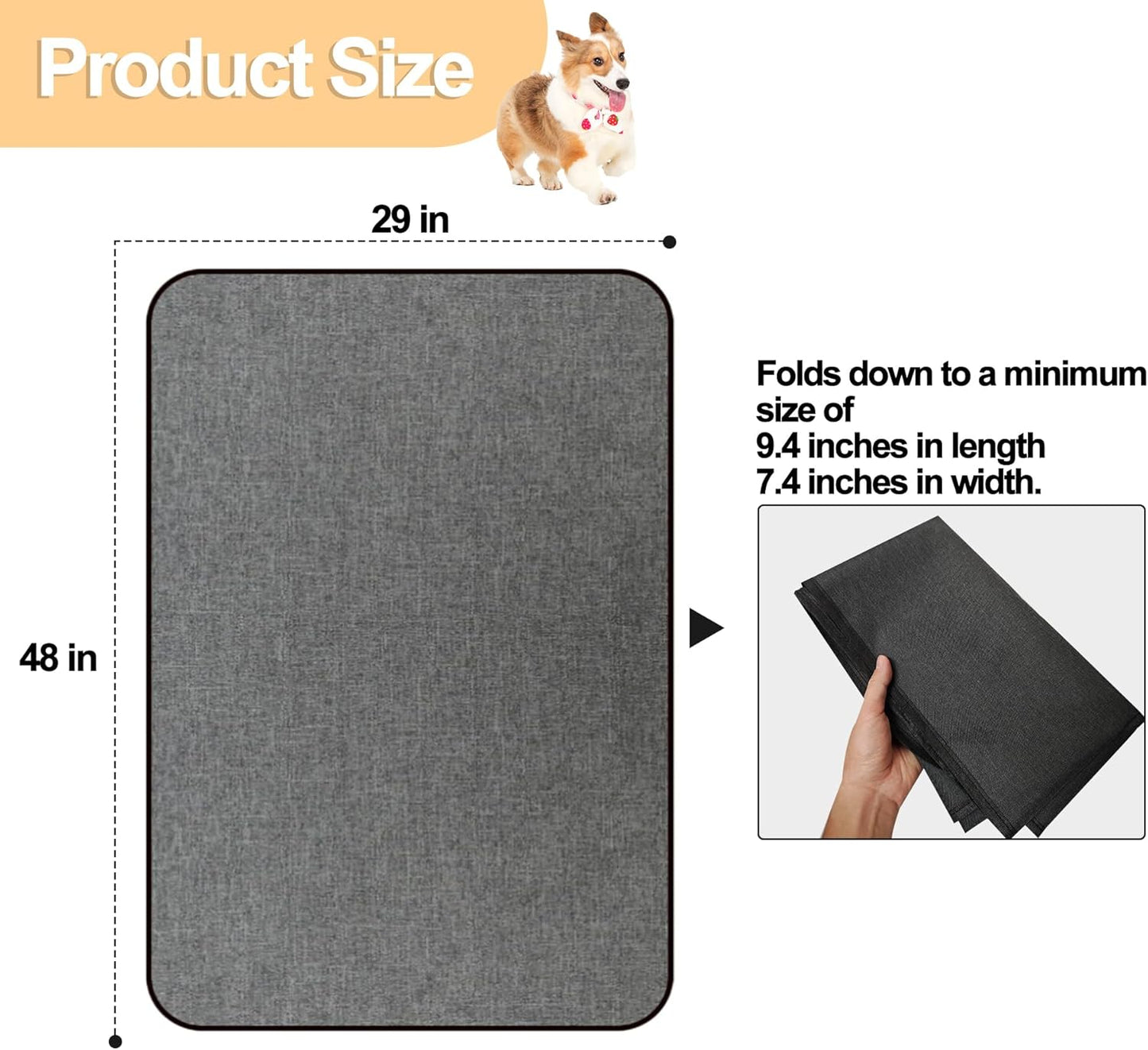 Dog Crate Mat Liner, Washable Pee Pads for Dogs, Absorbs Urine, Non-Slip, Waterproof Under Dog Crate Mat Floor Protector for Kennel Training, Protects Floors from wear and Scratches, (29"x48")