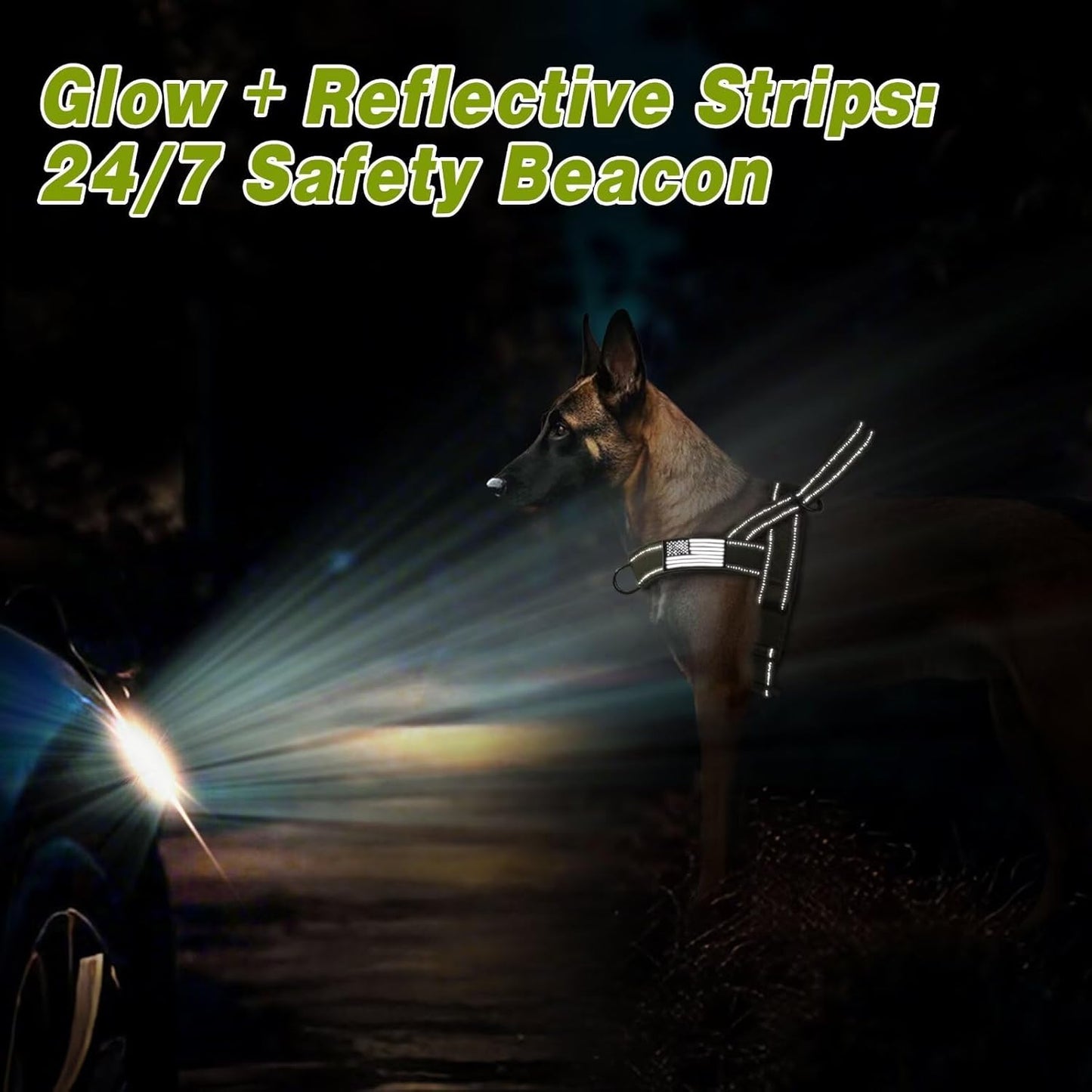 Forestpaw No Pull Dog Harness - Soft Flannel Padded Tactical Dog Vest Harness with Quick Release Buckle, Adjustable Reflective Pet Harness for Medium Large Dogs Walking Training,Green L