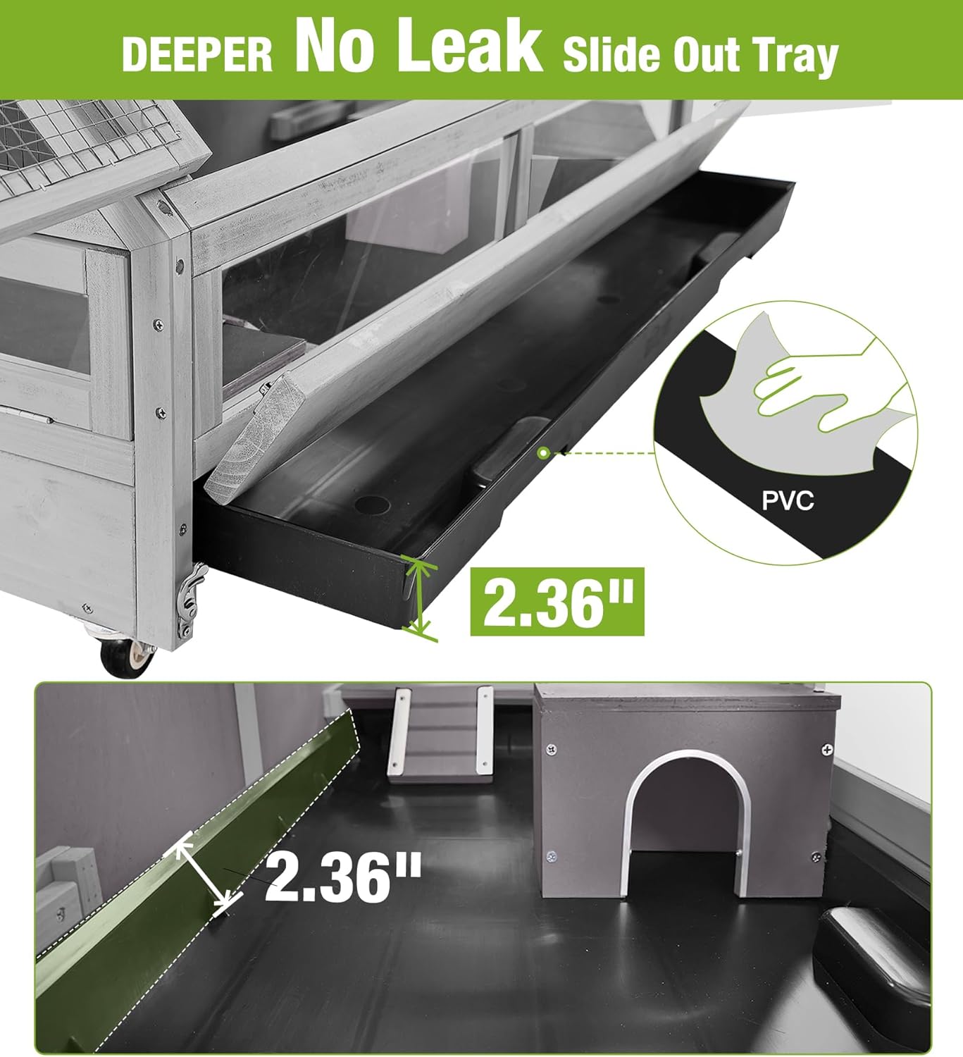 GUTINNEEN Guinea Pig Cage, Hamster Cage with Chew-Proof Aluminum Edges & Leak-Proof PVC Layer, Small Animal Cage with 4-Wheel Design, Acrylic/Mesh Panels for Ferrets, Rats