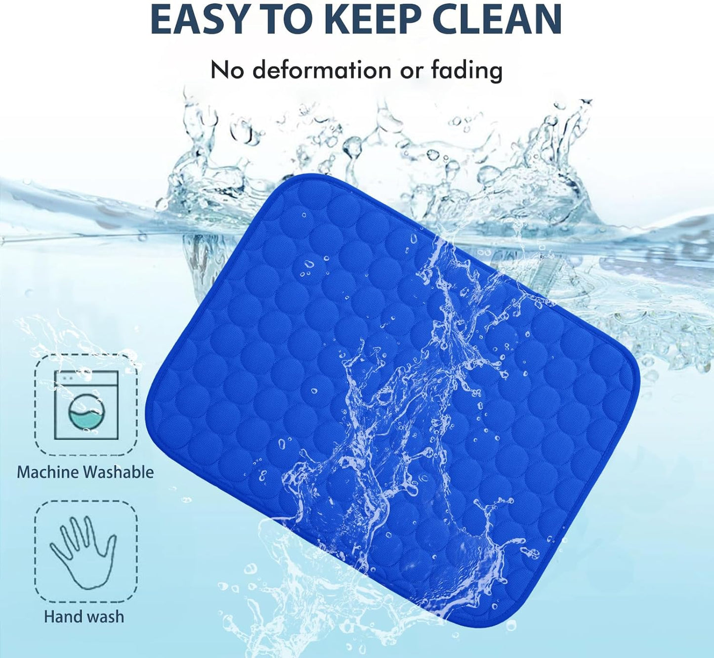 MICROCOSMOS Summer Cooling Mat & Sleeping Pad- Water Absorption Top, Materials Safe, Easy Carry, EZ Clean. Keep Cooling for Pets, Kids and Adults.(Dark Blue, 48" x48")