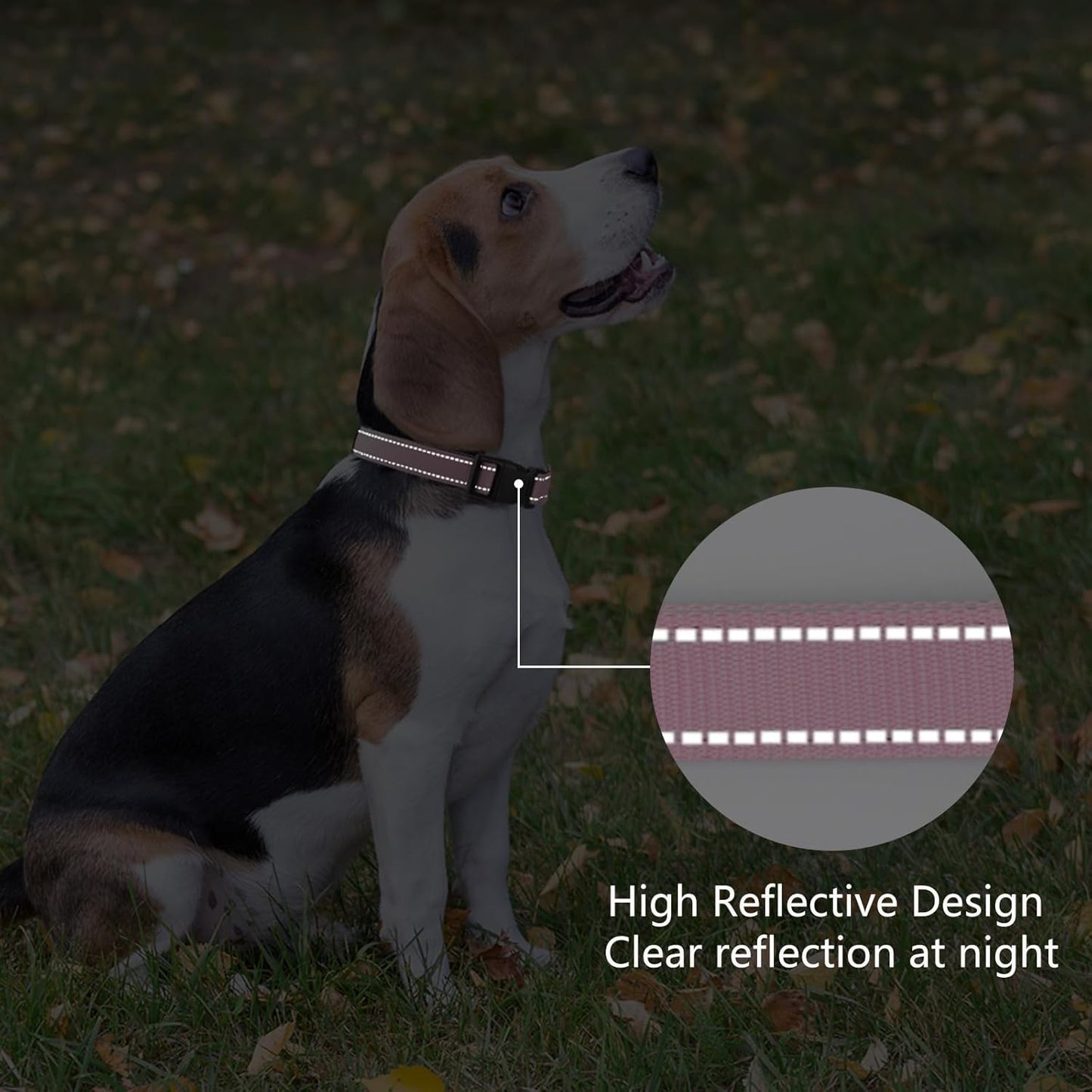 Reflective Dog Collar Padded with Soft Neoprene Breathable Quick Release Basic Dog Collars for Large Dogs Pink Girl